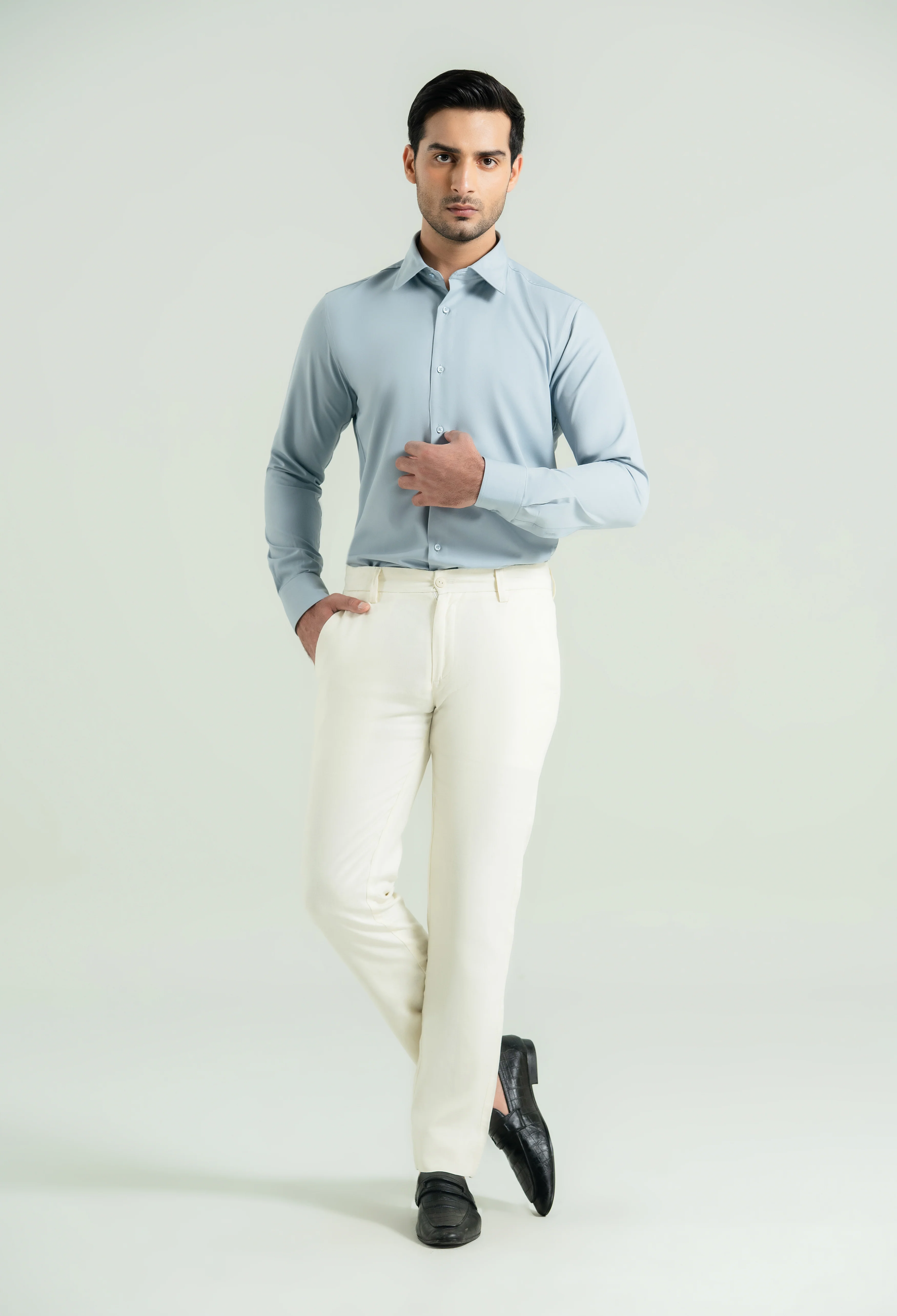 Ash Grey Semi Formal Shirt - Image 3
