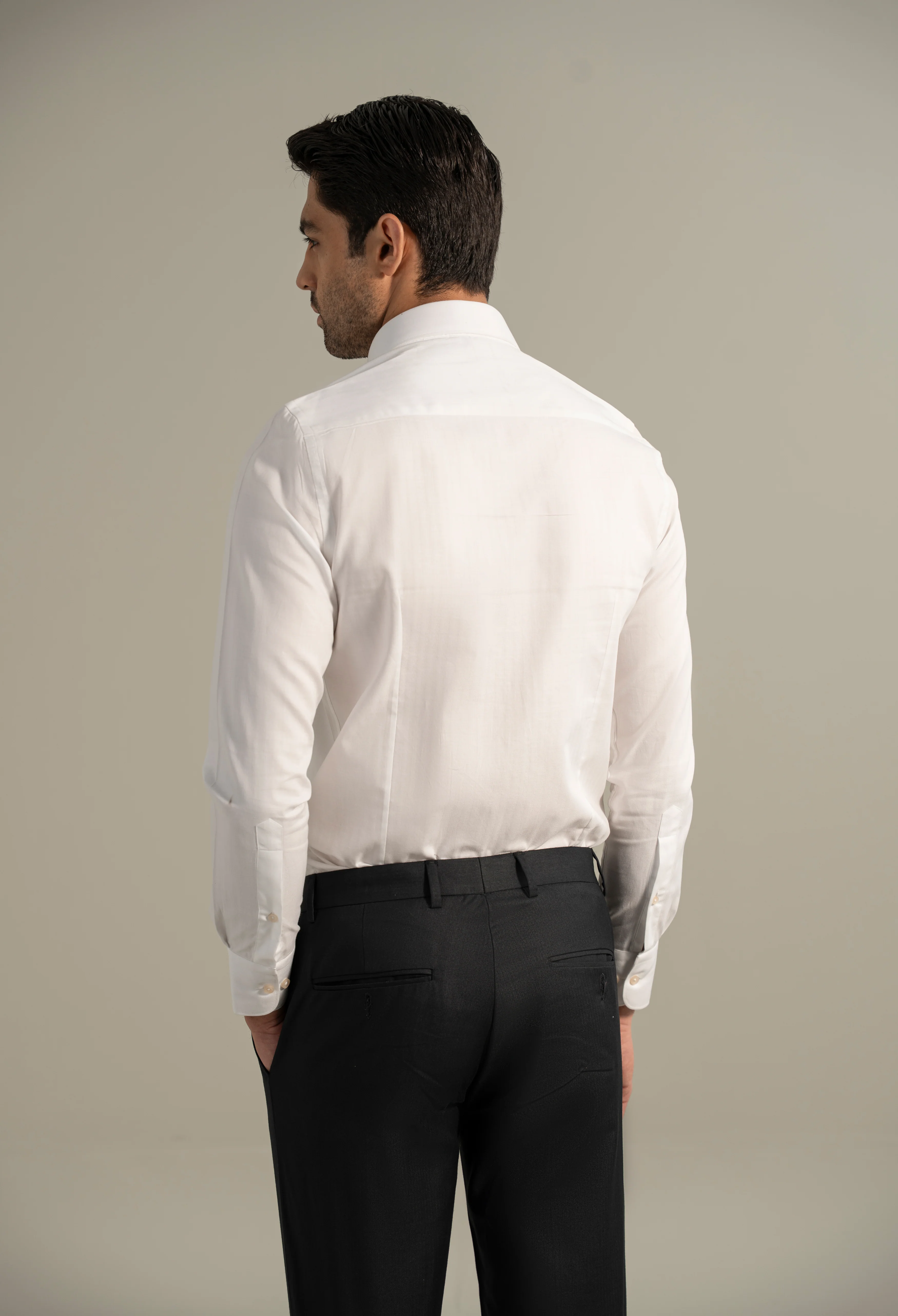 Azure White Herringbone Formal Shirt - Image 4