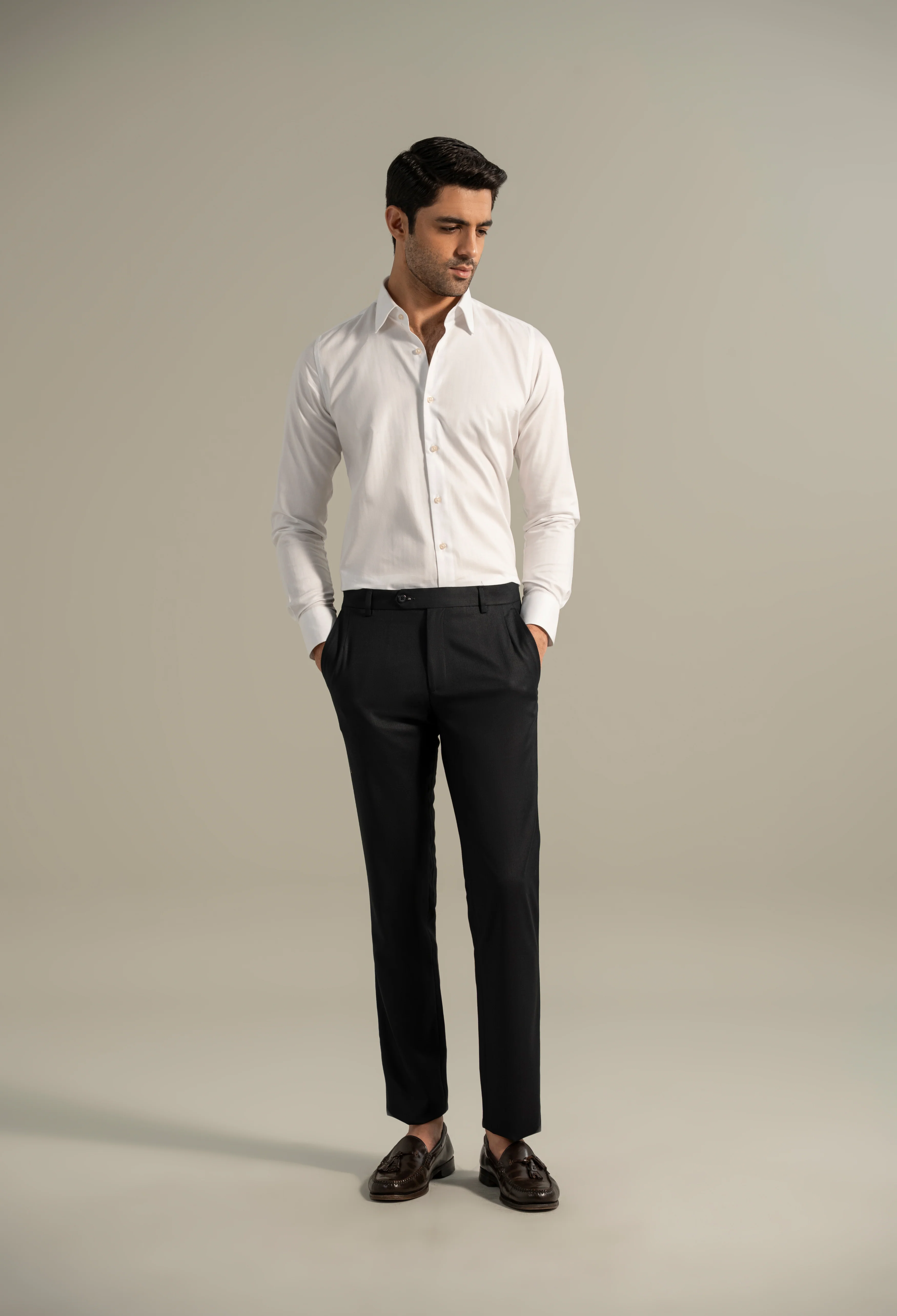 Azure White Herringbone Formal Shirt - Image 5