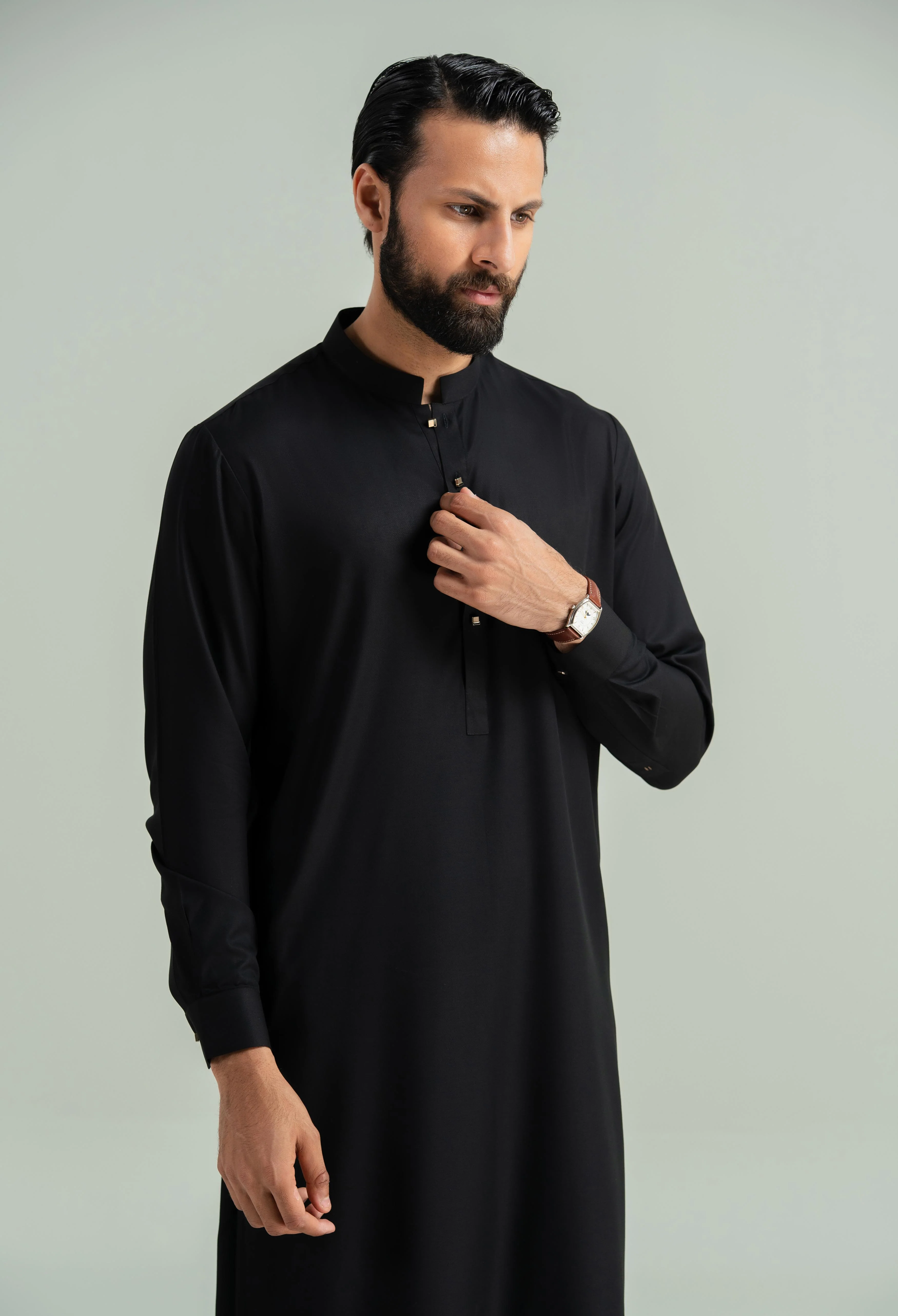 Bat Black Blended Kameez Shalwar