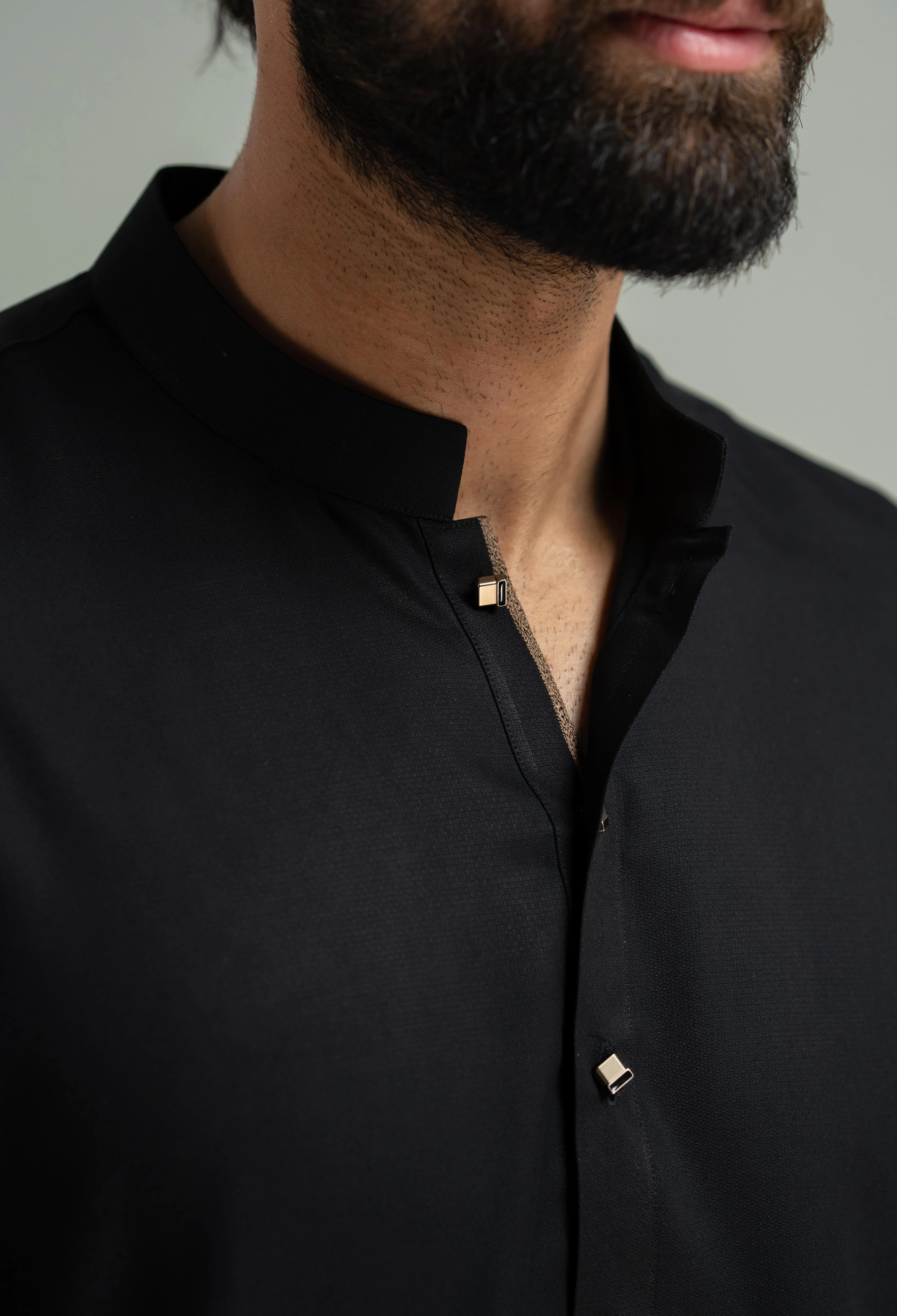 Bat Black Blended Kameez Shalwar - Image 2