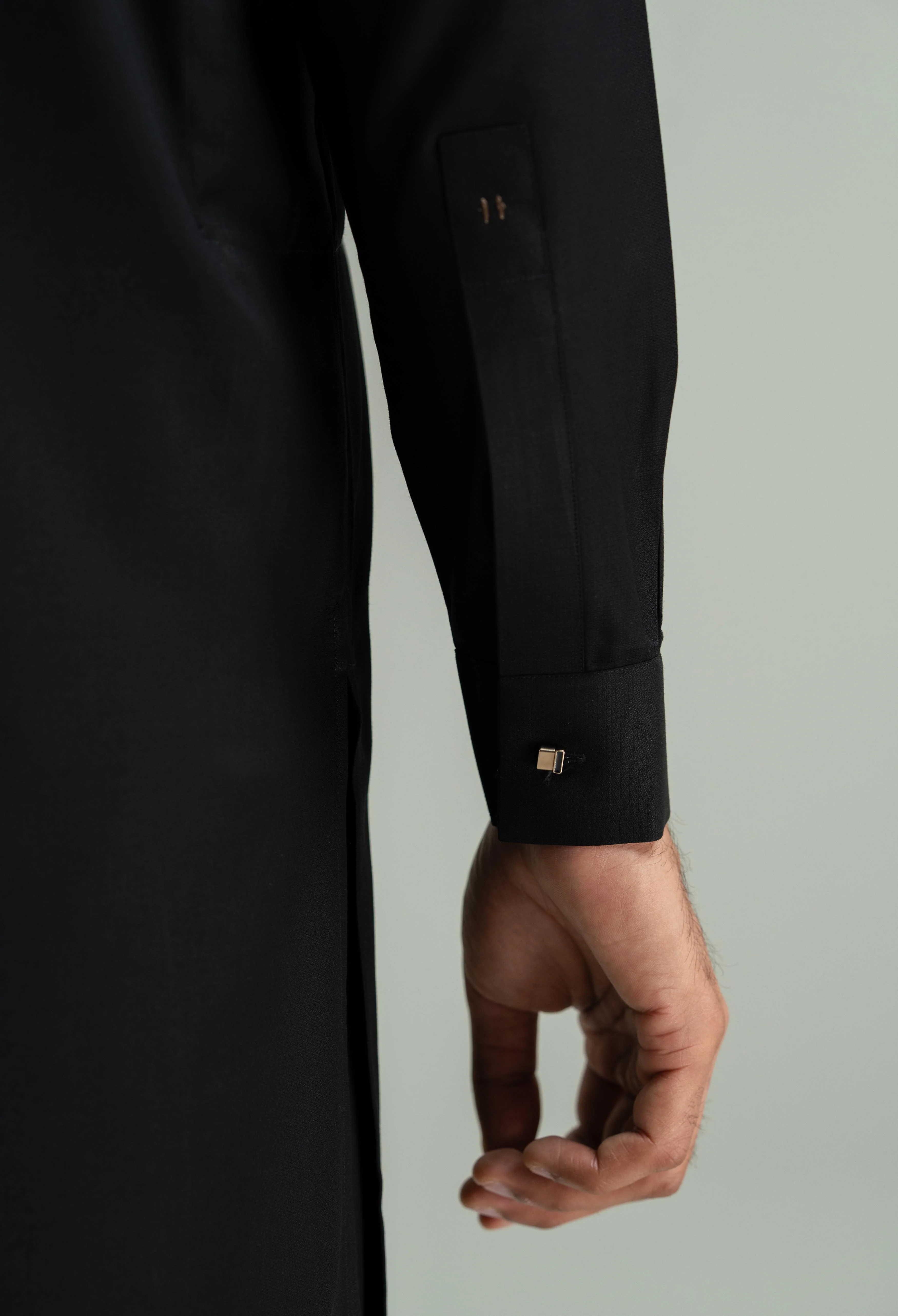 Bat Black Blended Kameez Shalwar - Image 4