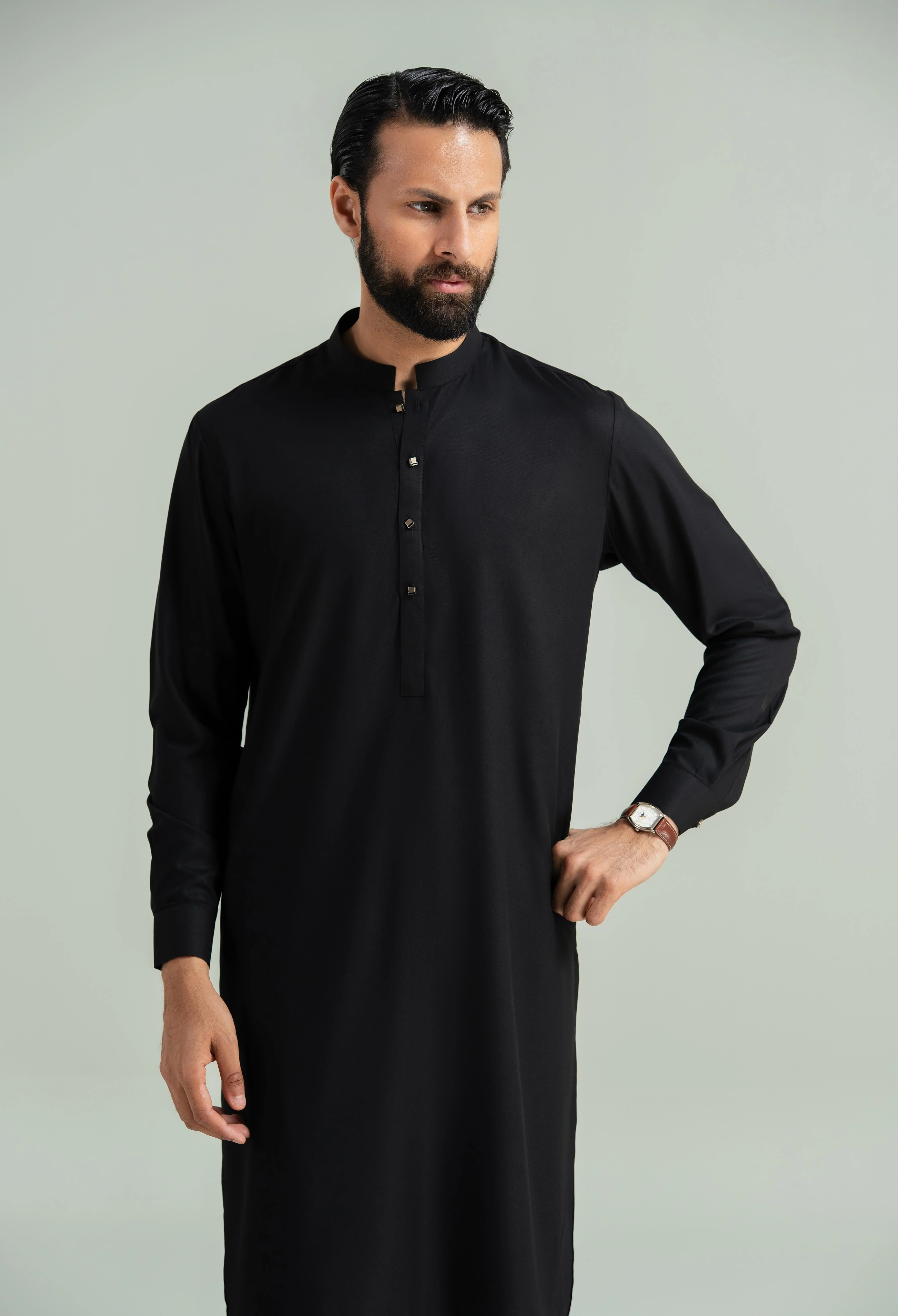 Bat Black Blended Kameez Shalwar - Image 8