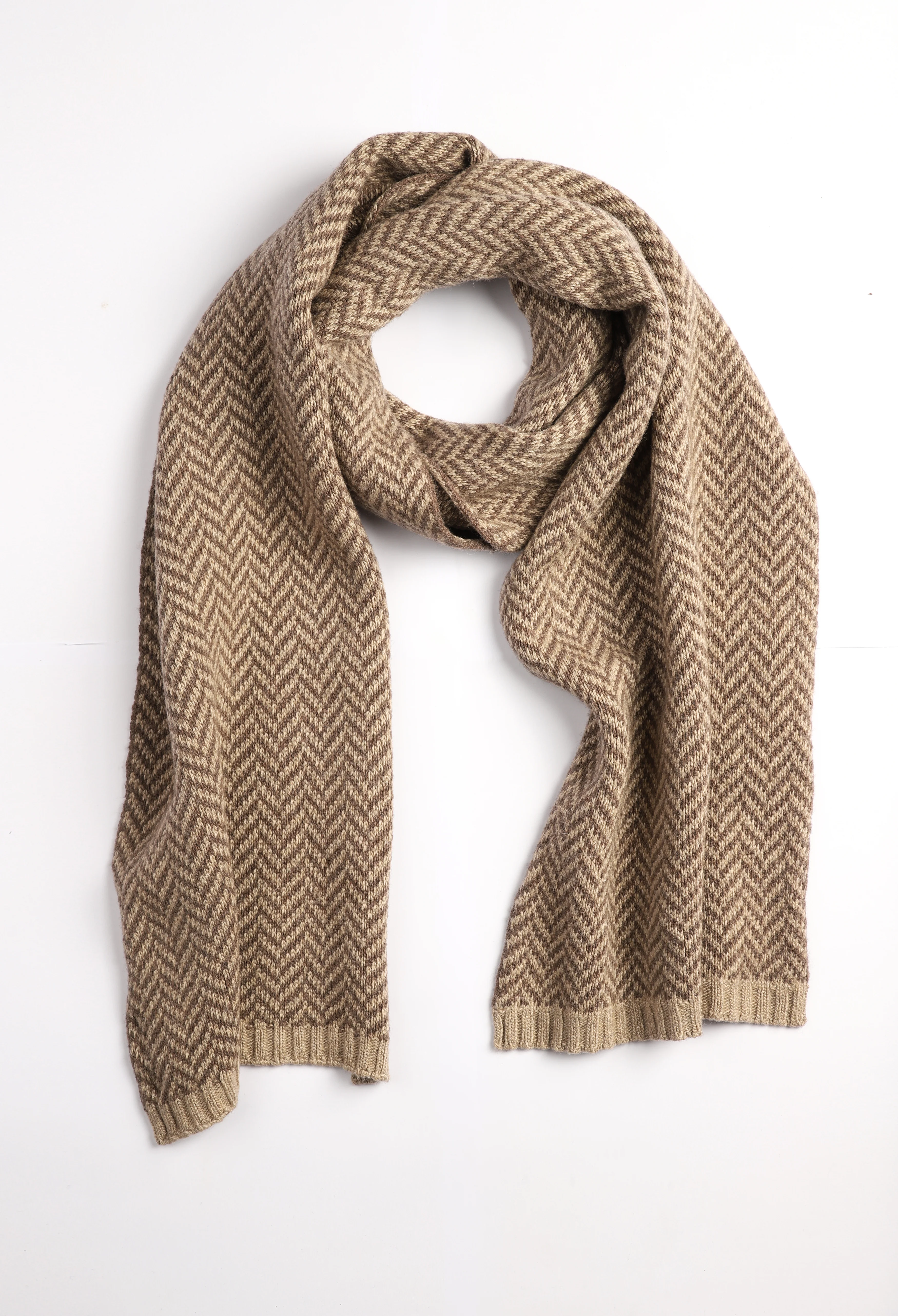 Beige Hairing Bone Woolen Muffler - Image 5