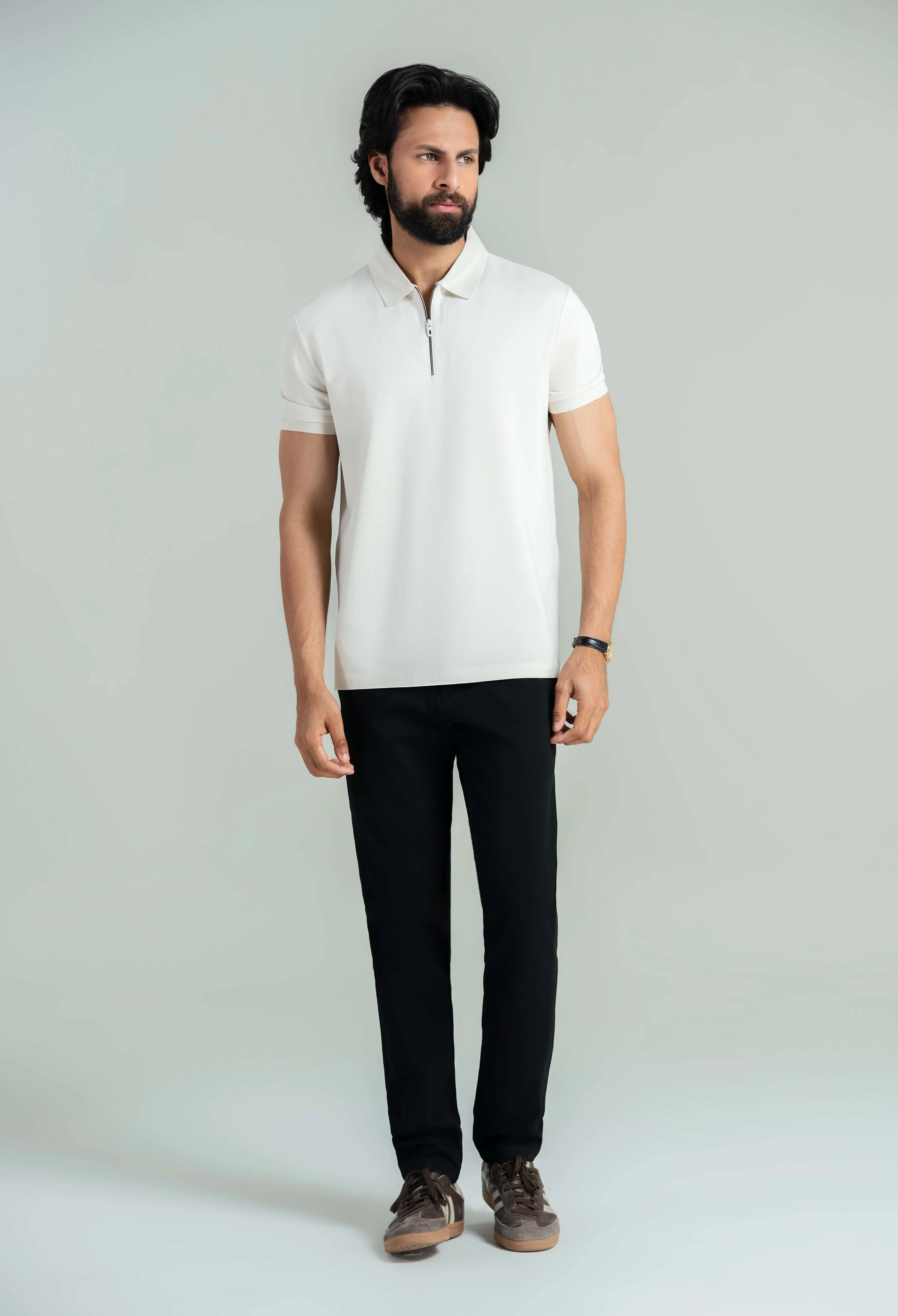 Bone White Zip Styled Polo - Image 5