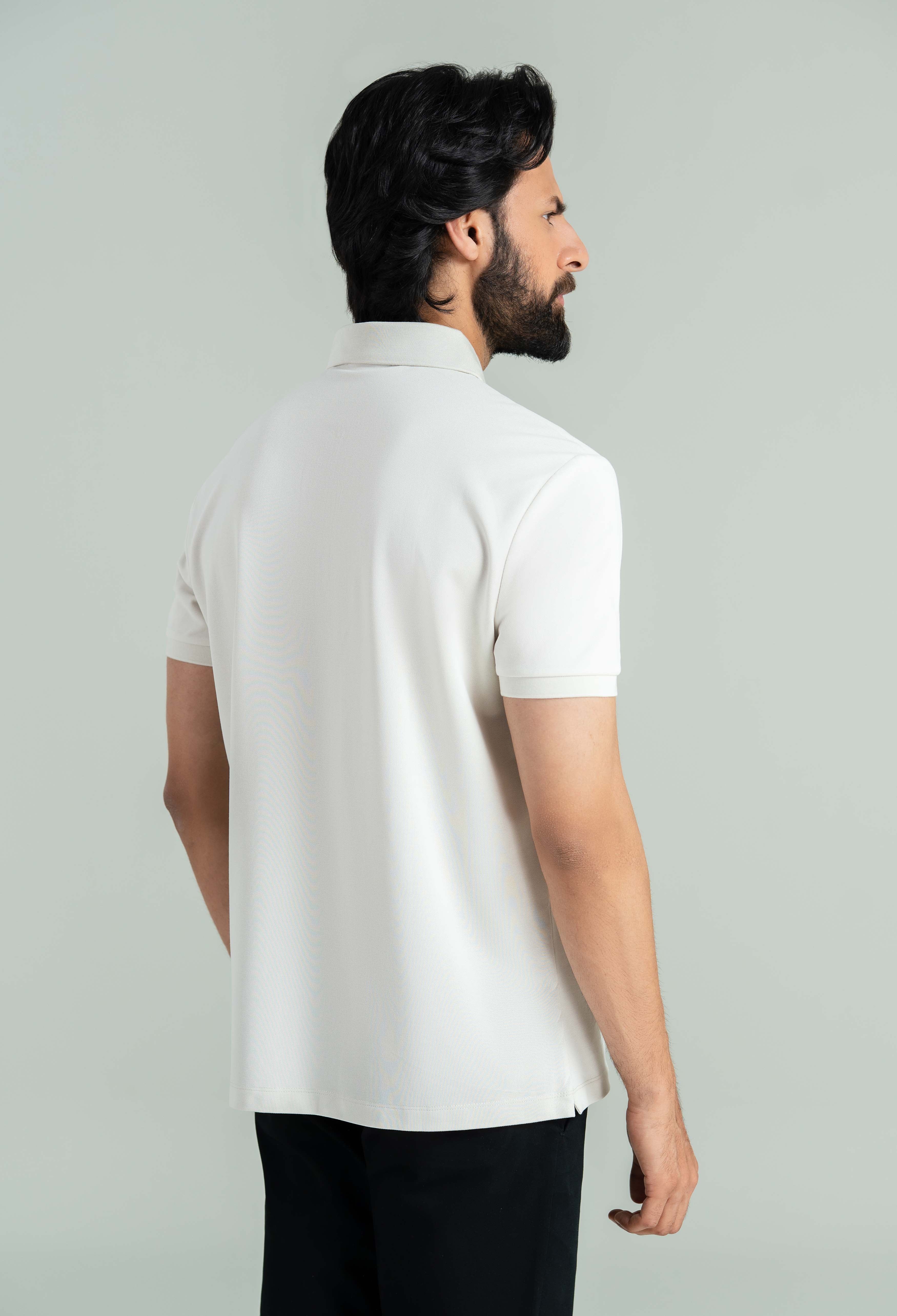 Bone White Zip Styled Polo - Image 6