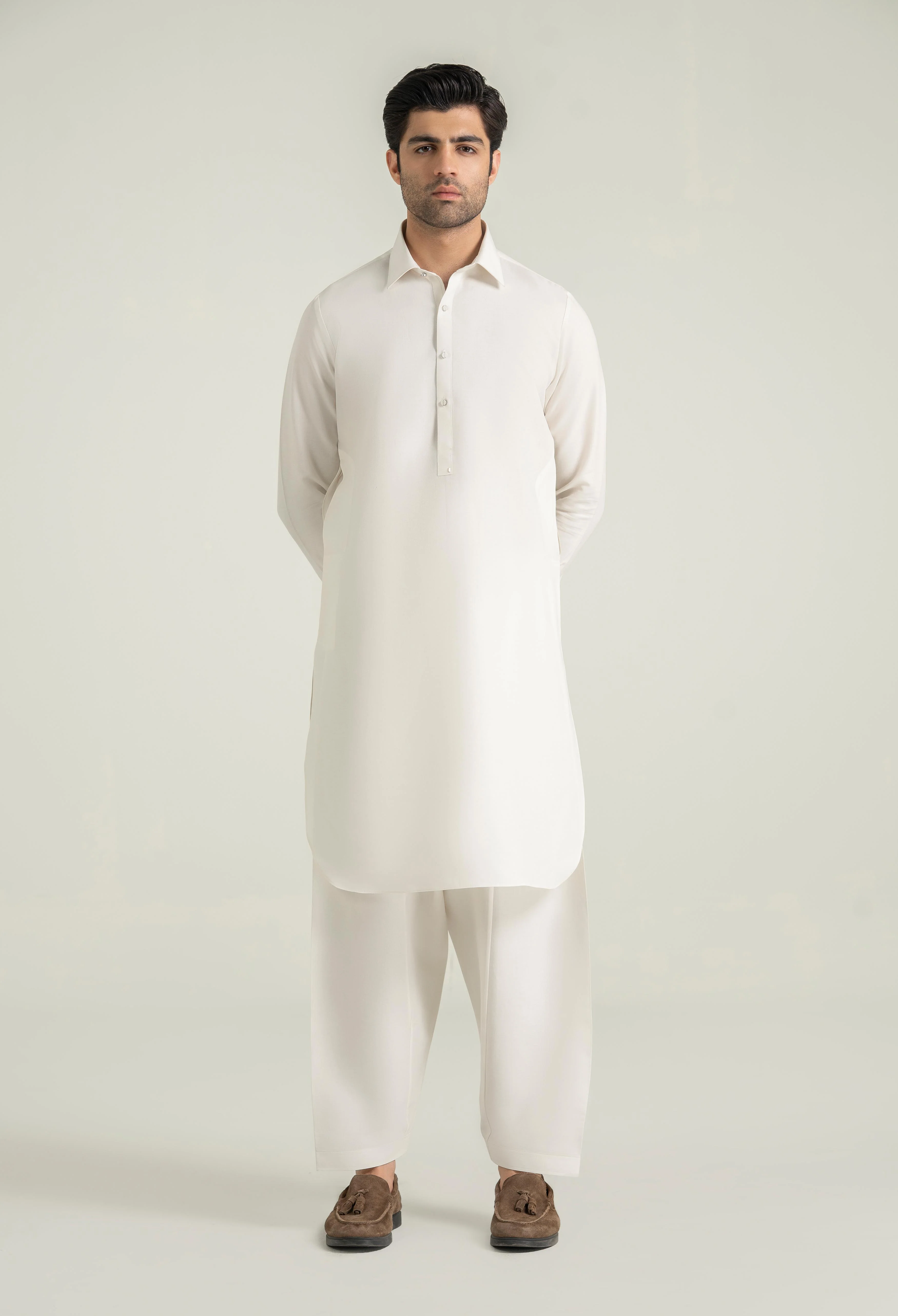 Butter Cream Blended Kameez Shalwar - Image 3