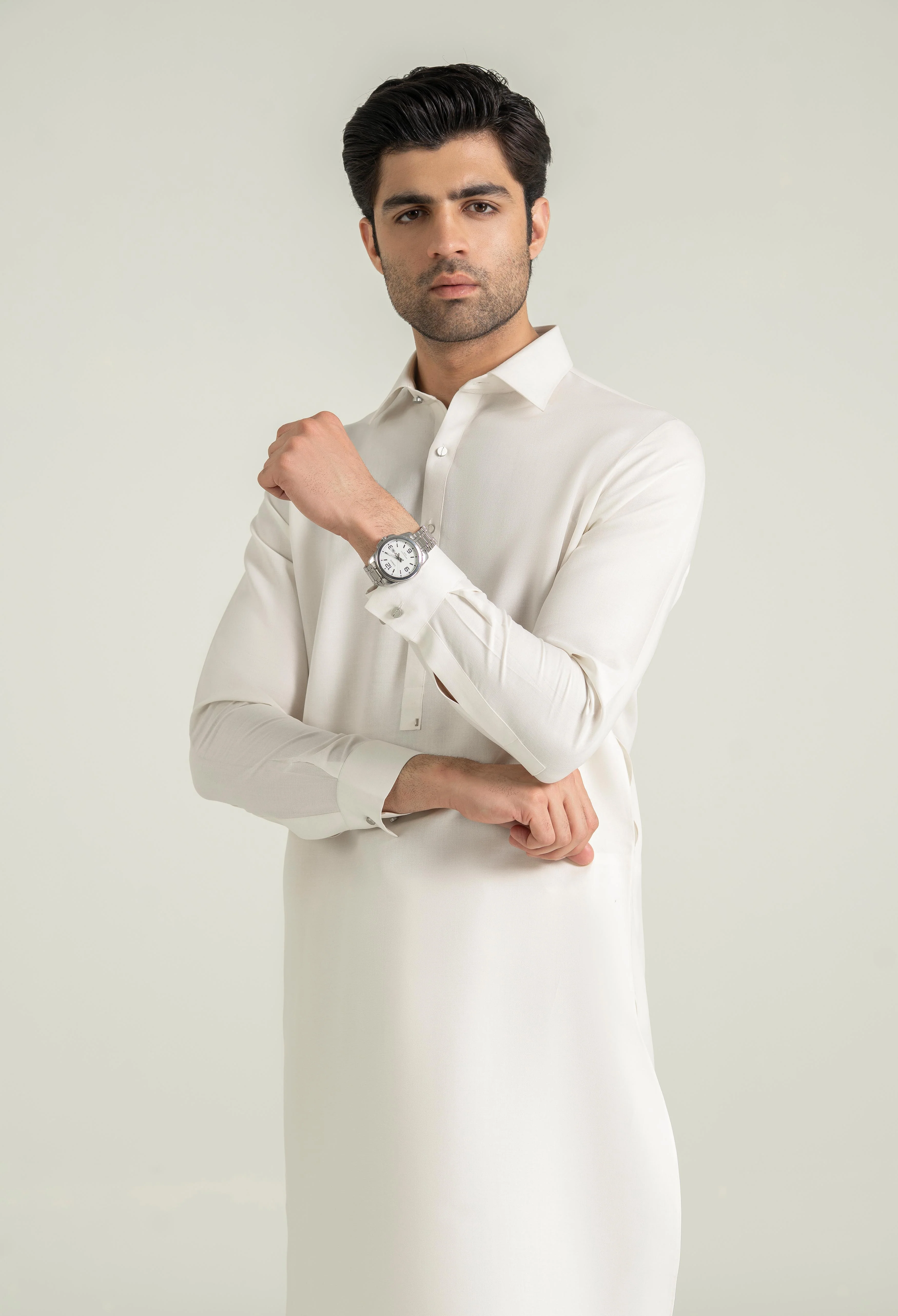 Butter Cream Blended Kameez Shalwar - Image 4