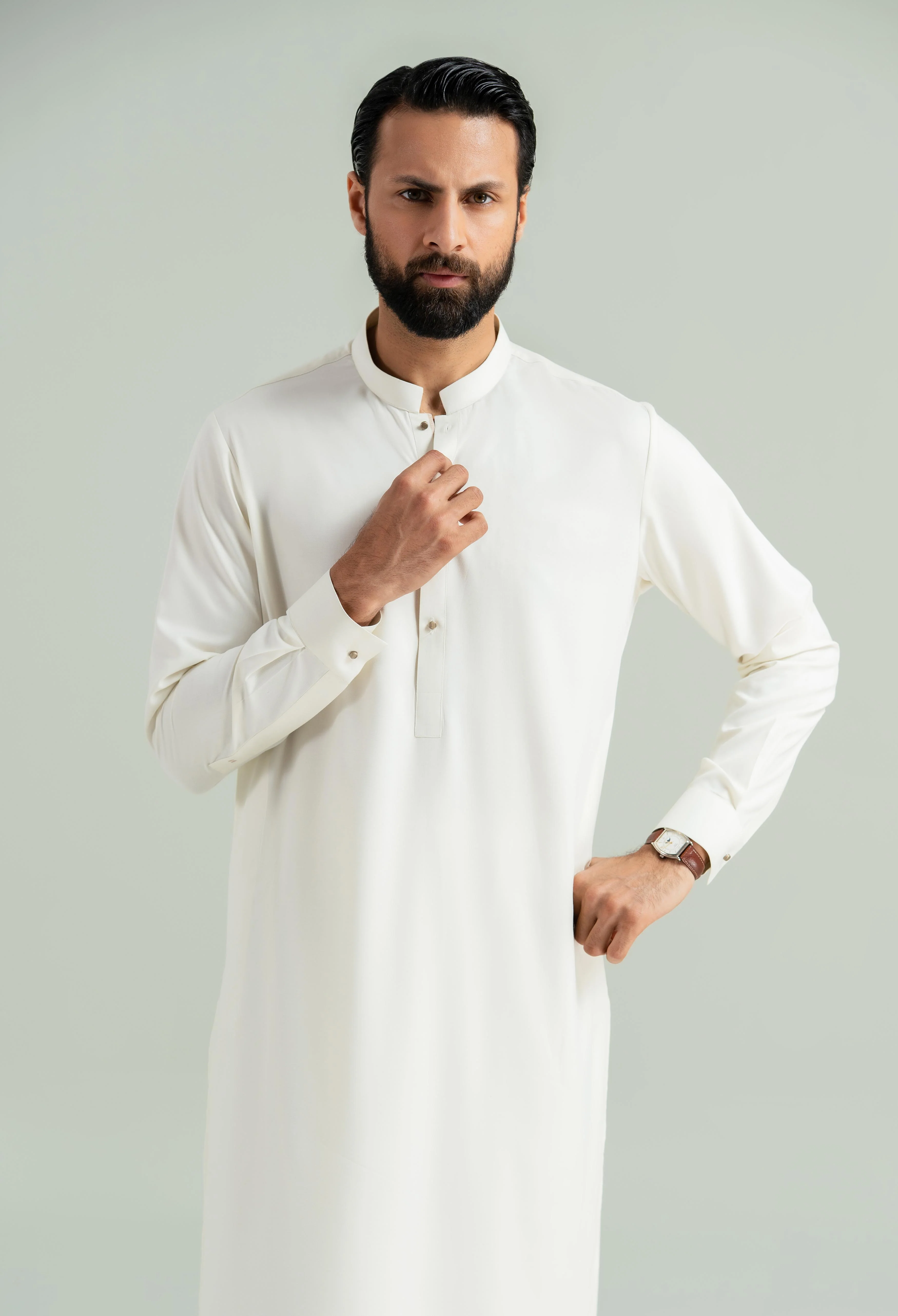 Butter Cream Blended Kameez Shalwar