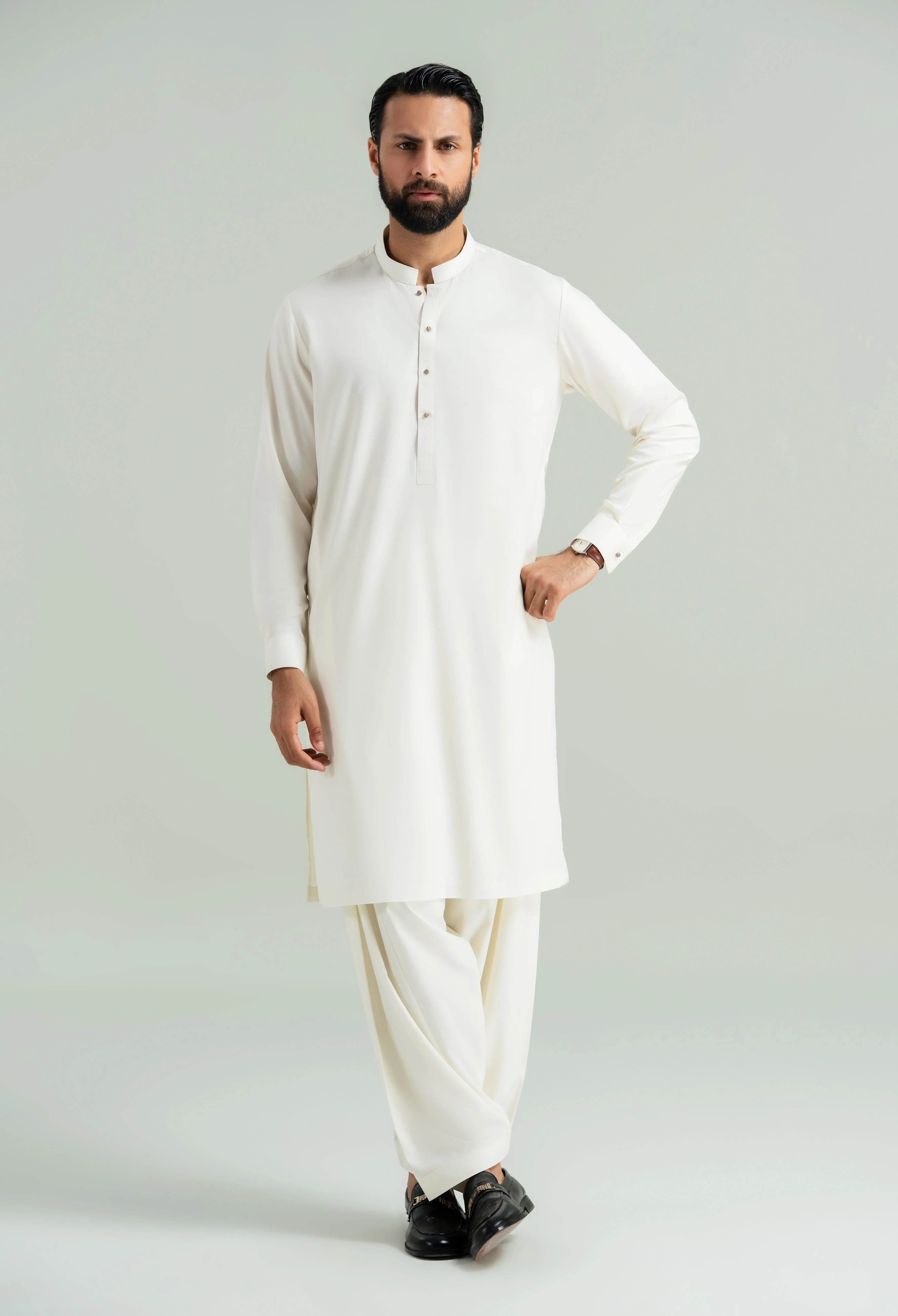 Butter Cream Blended Kameez Shalwar - Image 5