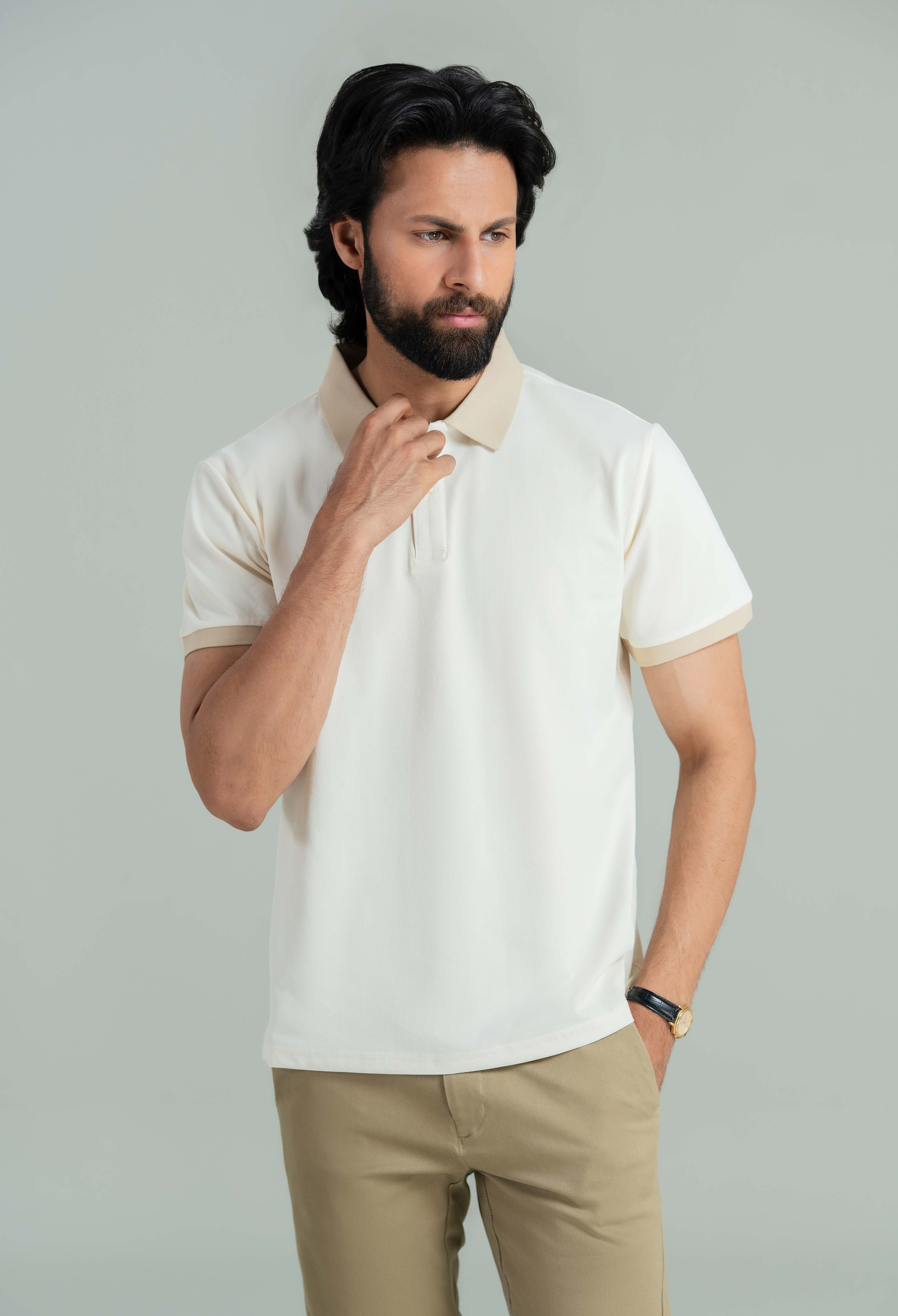 Butter Cream Contrast Collar Polo - Image 4