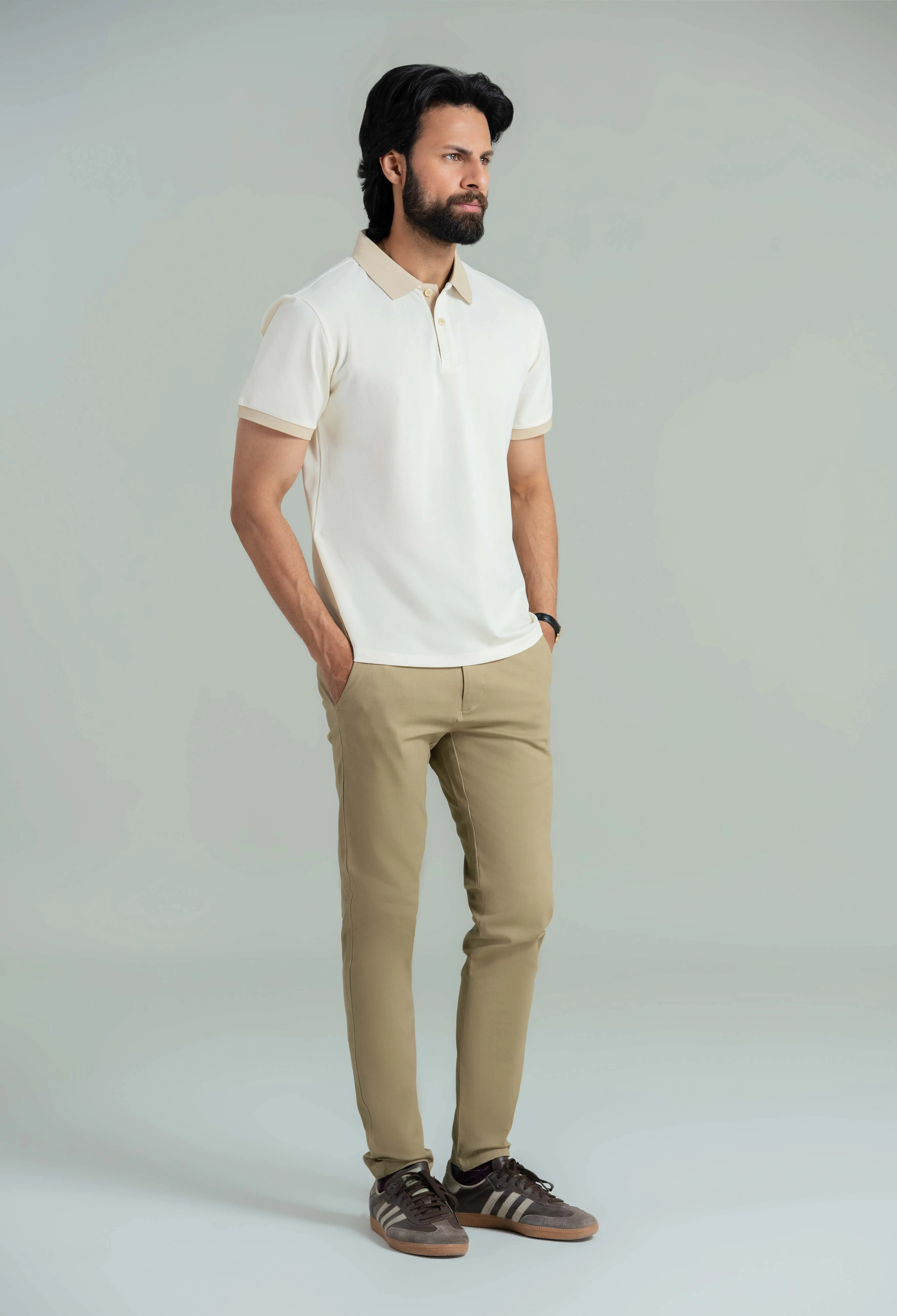 Butter Cream Contrast Collar Polo - Image 6