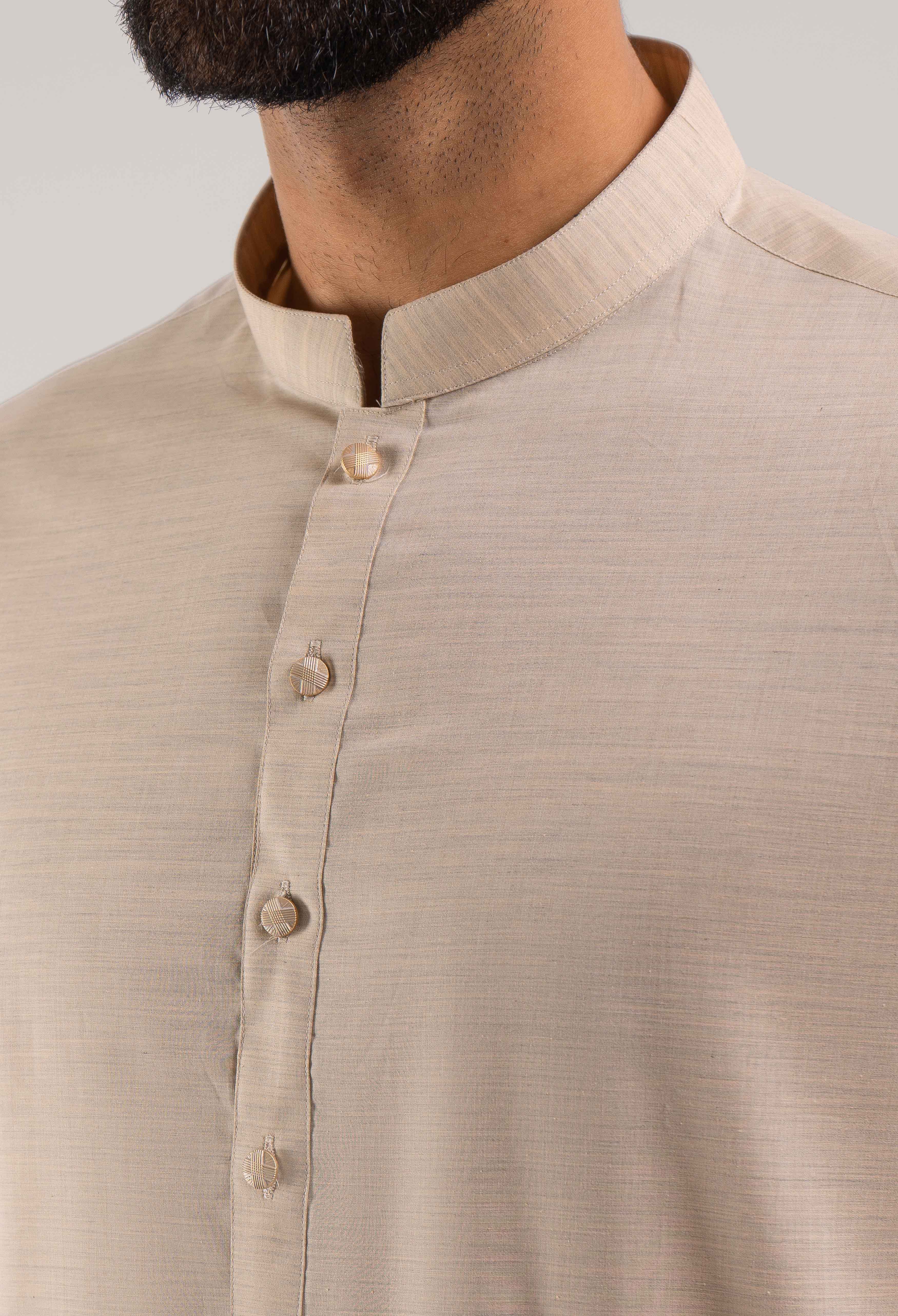 Butter Milk Beige Cotton Kurta Pajama - Image 3