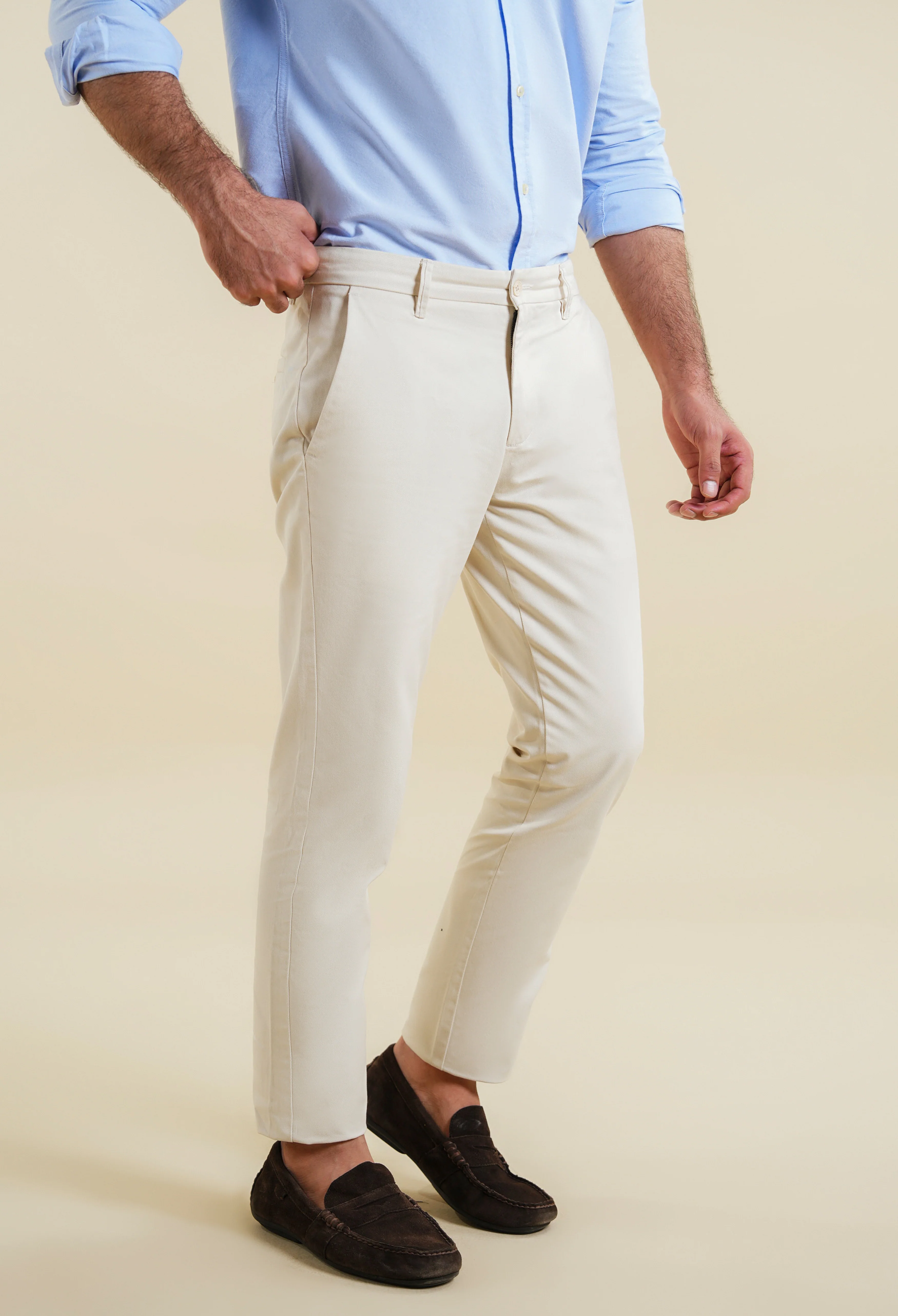 Butter White Cotton Trouser - Image 5