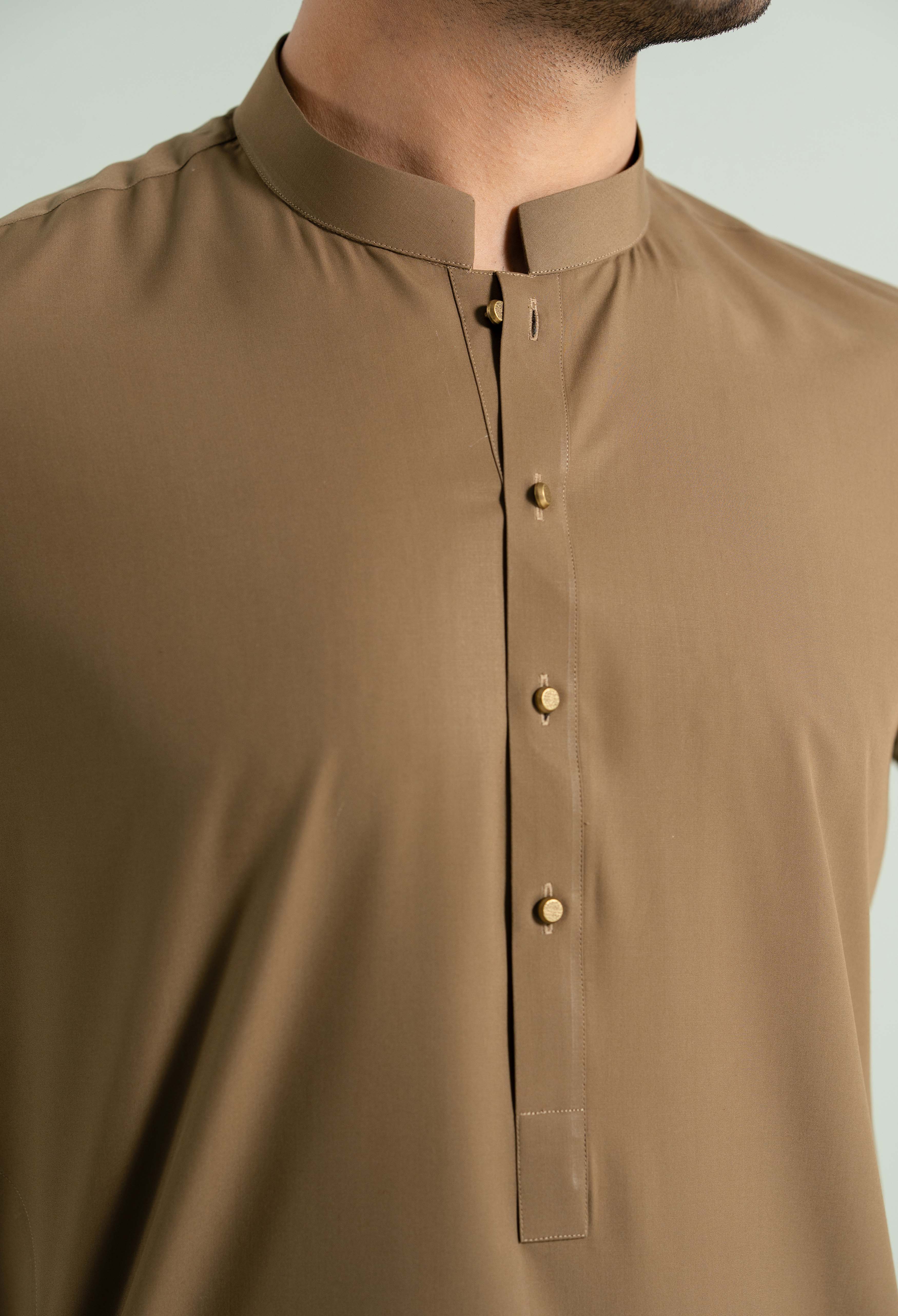Camal Brown Detailing Kameez Shalwar - Image 7
