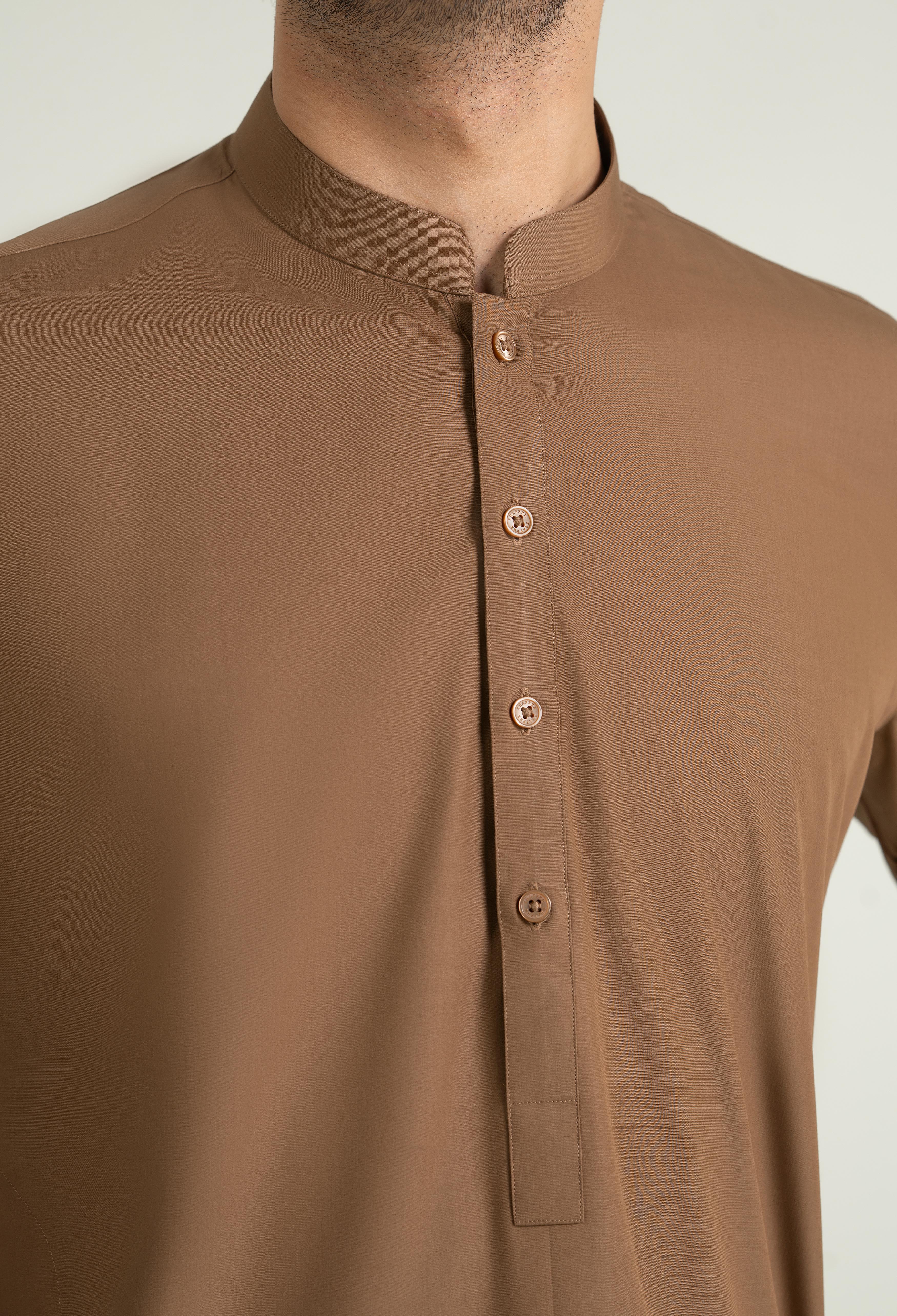 Camel Brown Blended Kameez Shalwar - Image 2