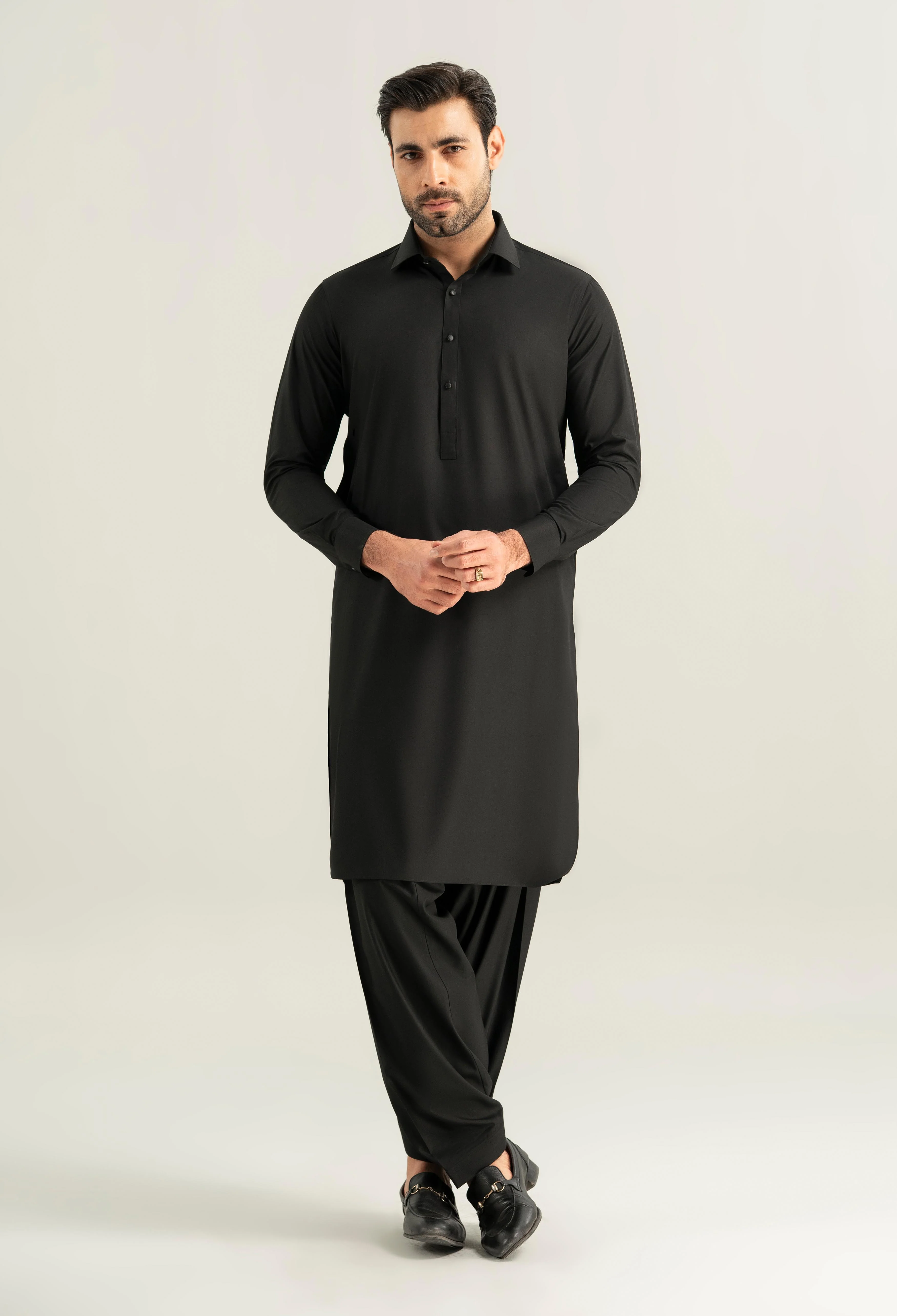 Carbon Black Detailing Kameez Shalwar