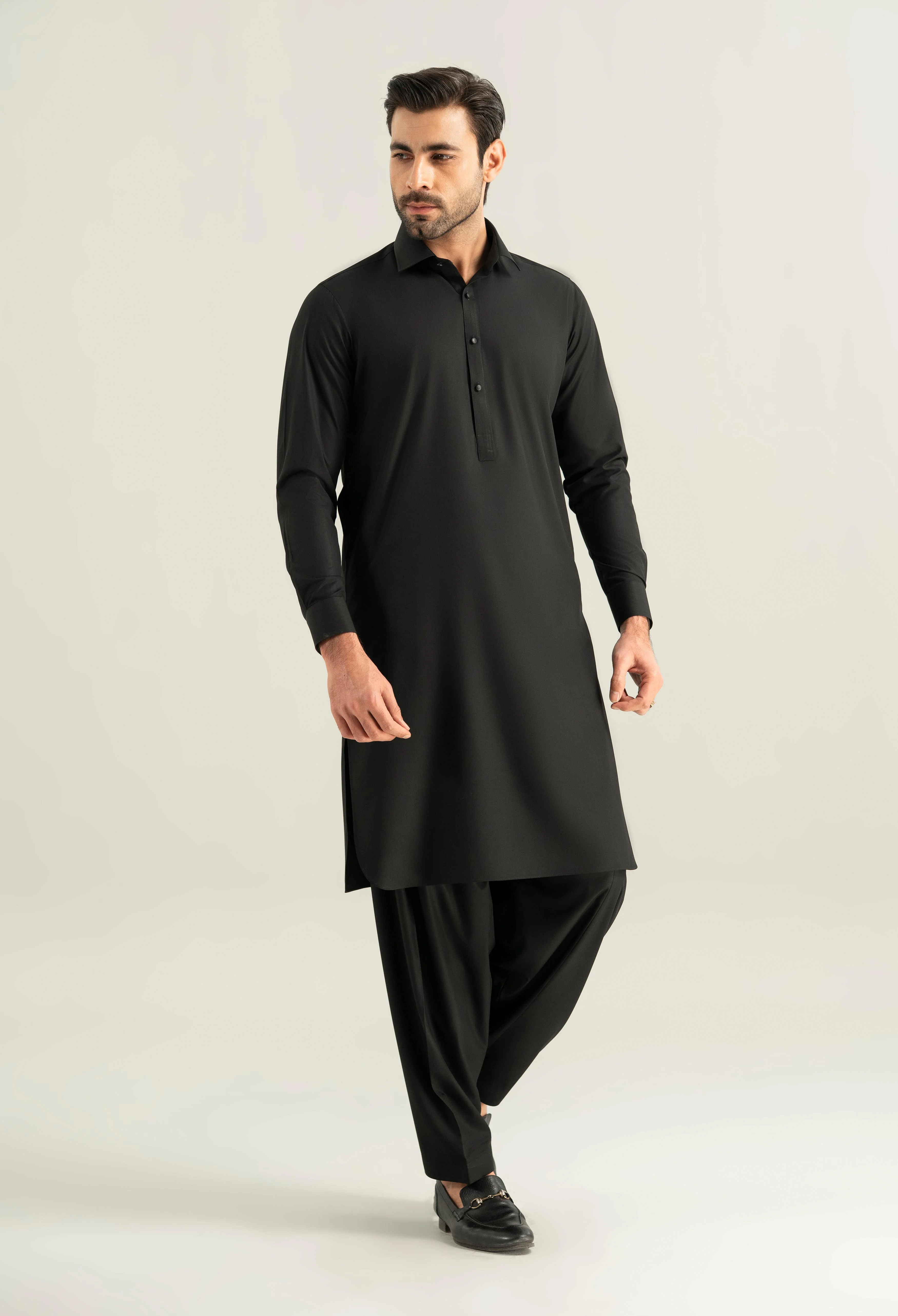 Carbon Black Detailing Kameez Shalwar - Image 7