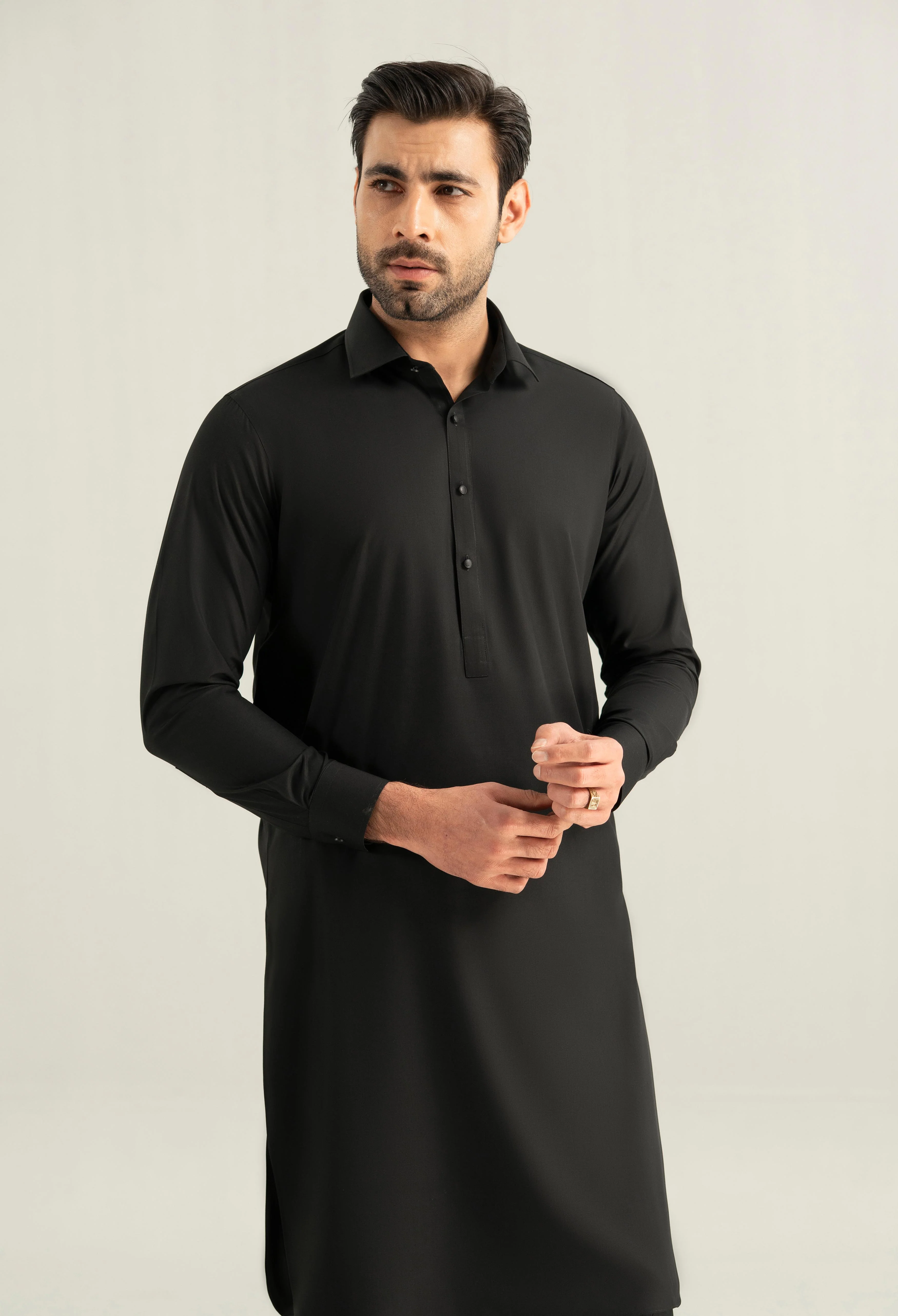 Carbon Black Detailing Kameez Shalwar - Image 8