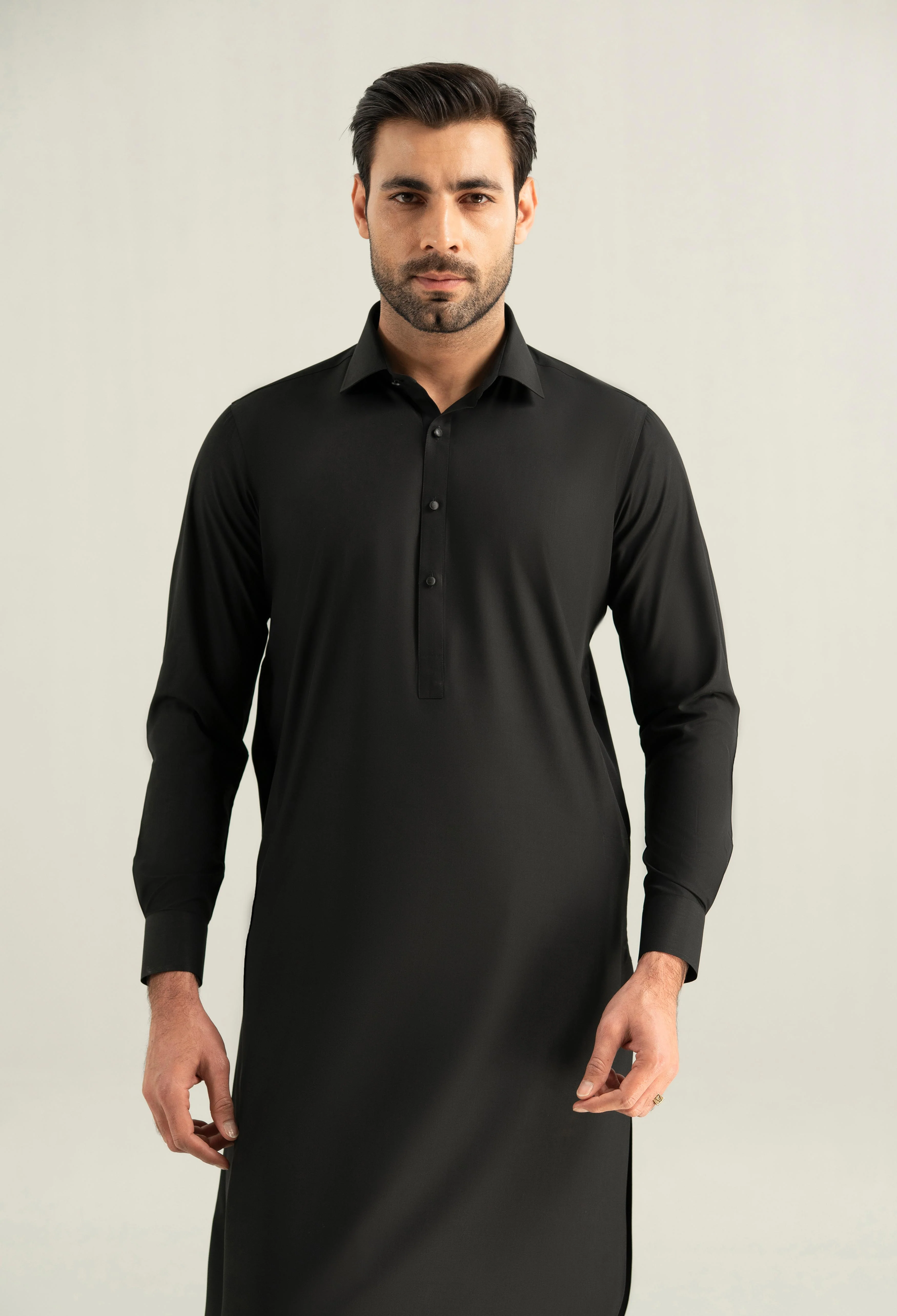 Carbon Black Detailing Kameez Shalwar - Image 9