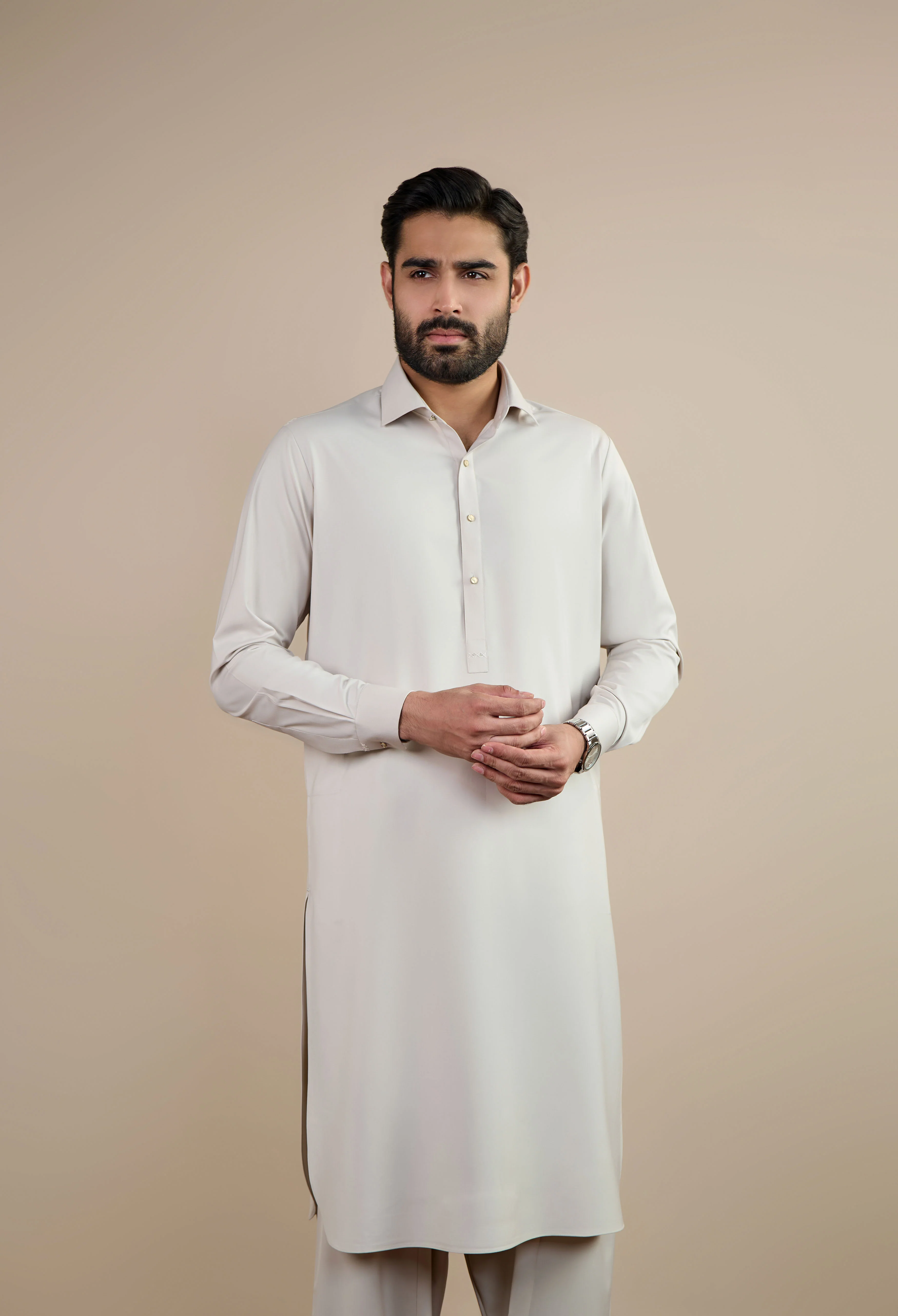 Ceramic Beige Blended Kameez Shalwar - Image 4