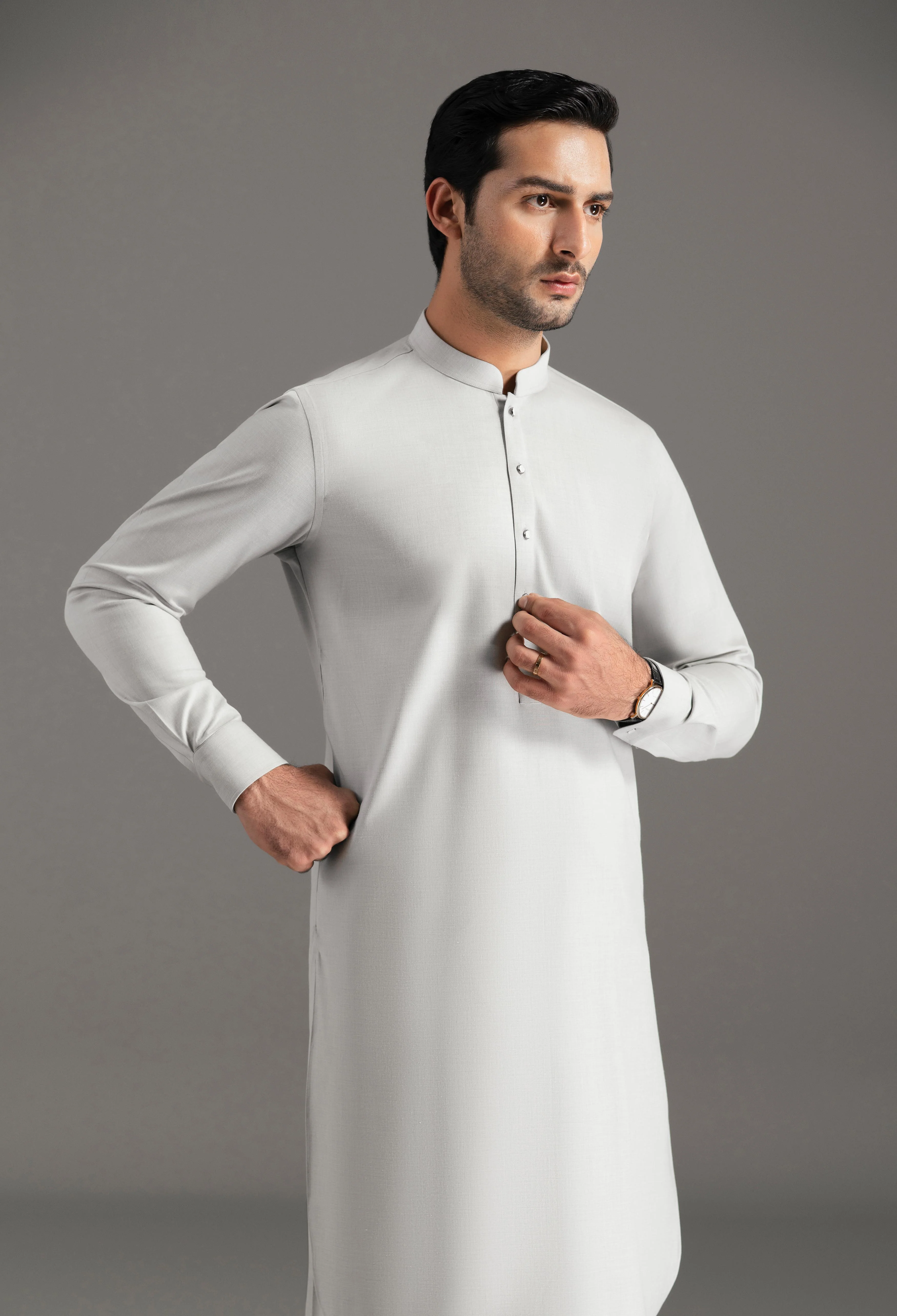 Ceramic Grey Blended Kameez Shalwar