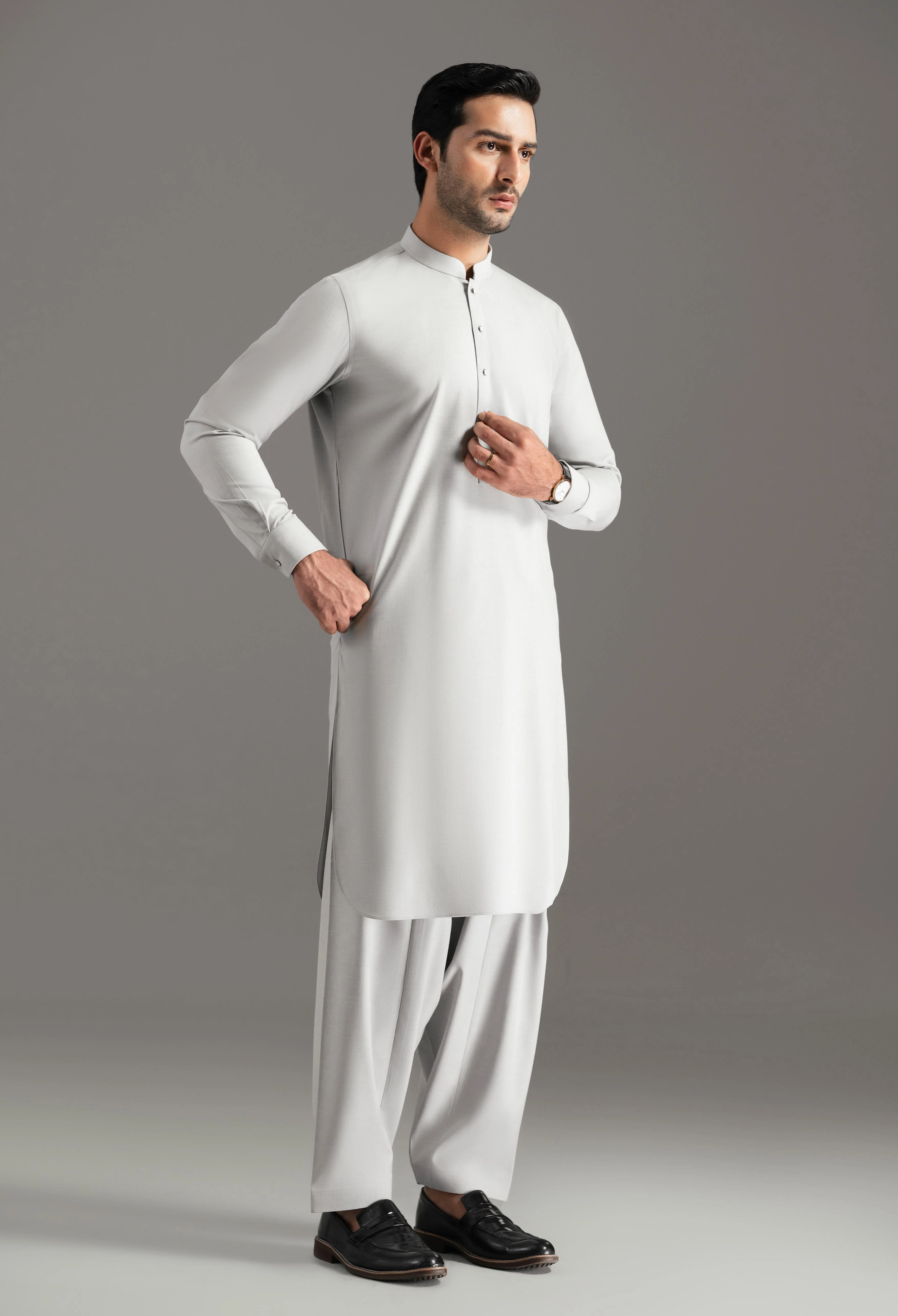Ceramic Grey Blended Kameez Shalwar - Image 4