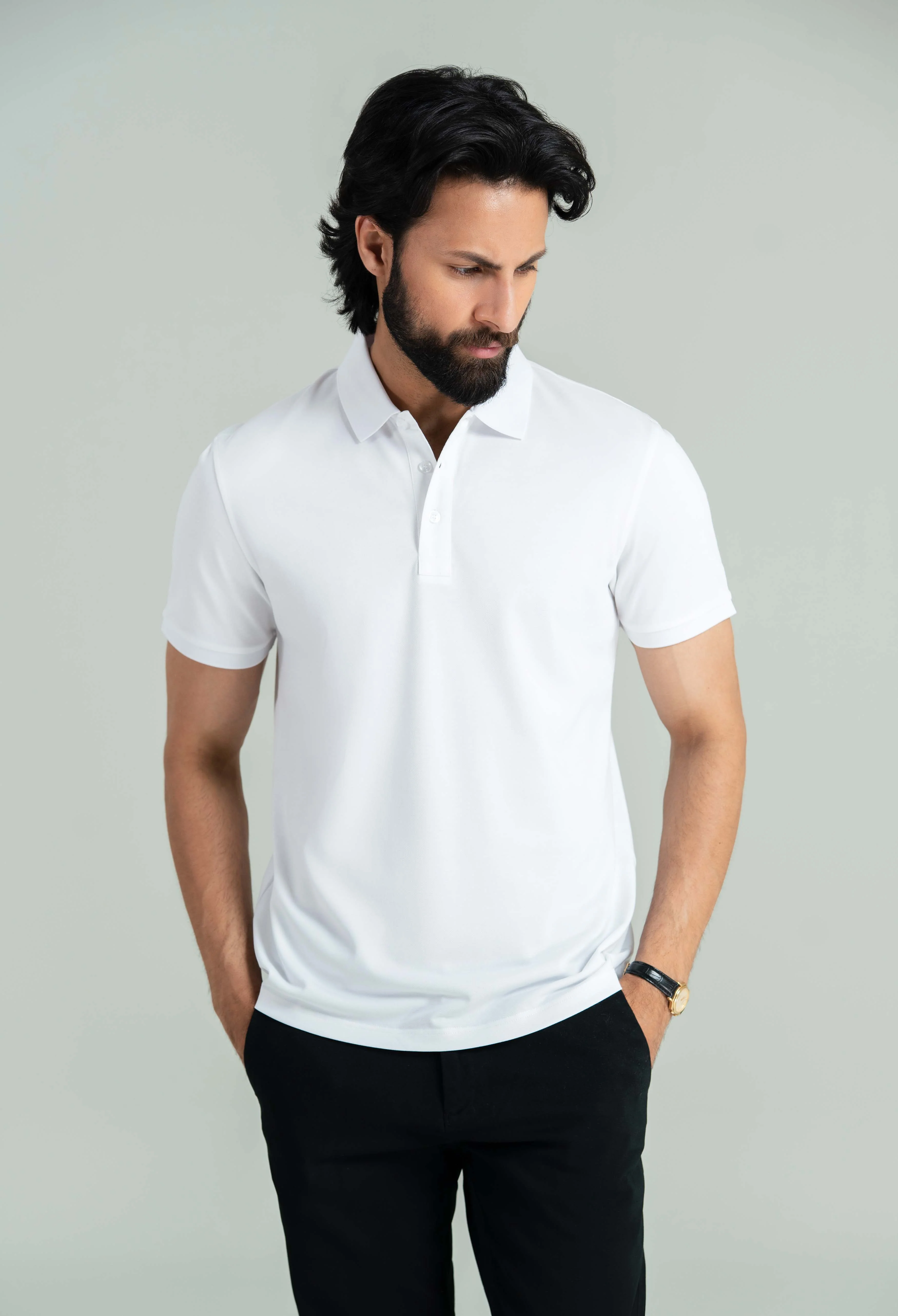 Chalk White Basic Polo