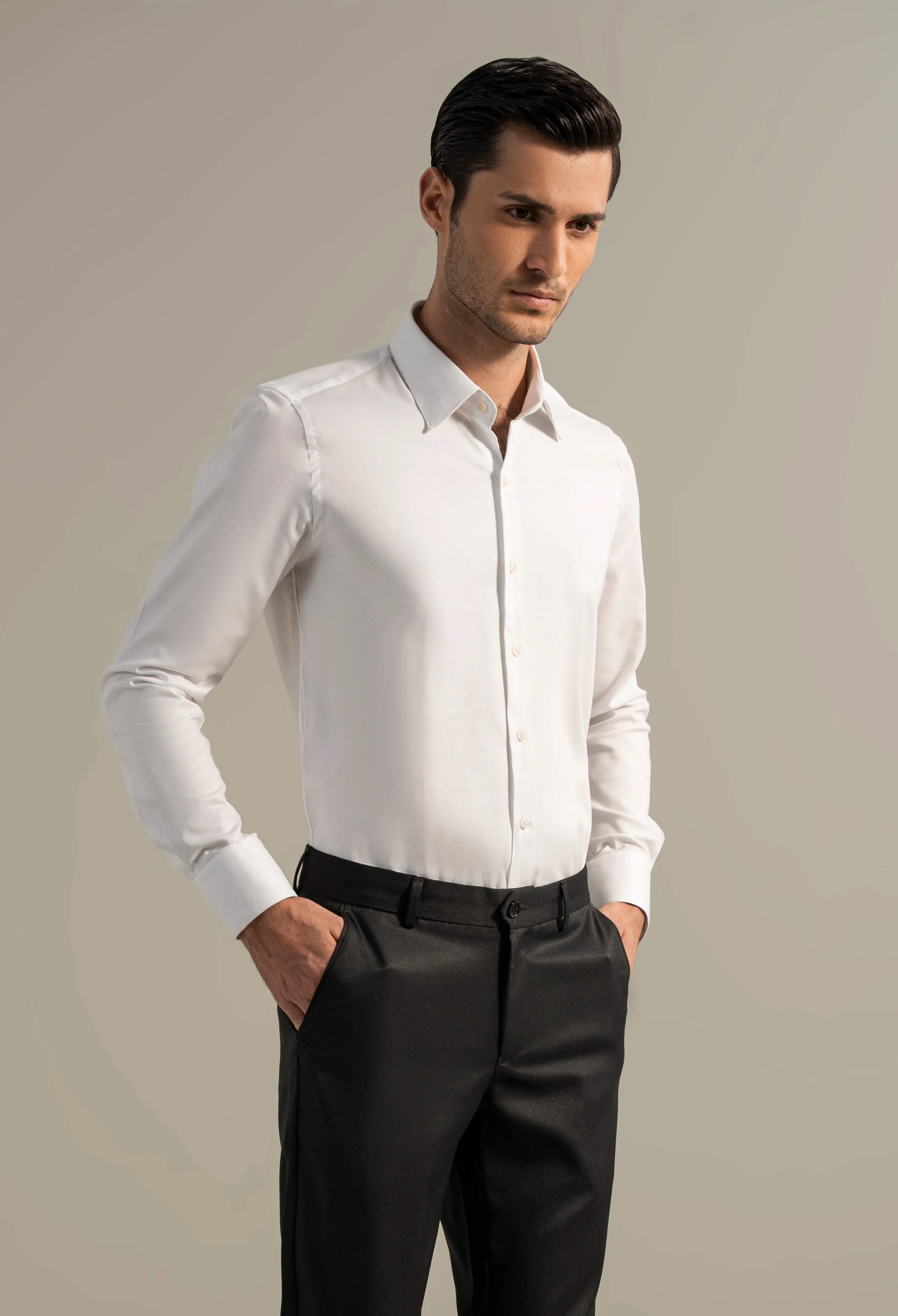 Chalk White Dobby Formal Shirt - Image 4
