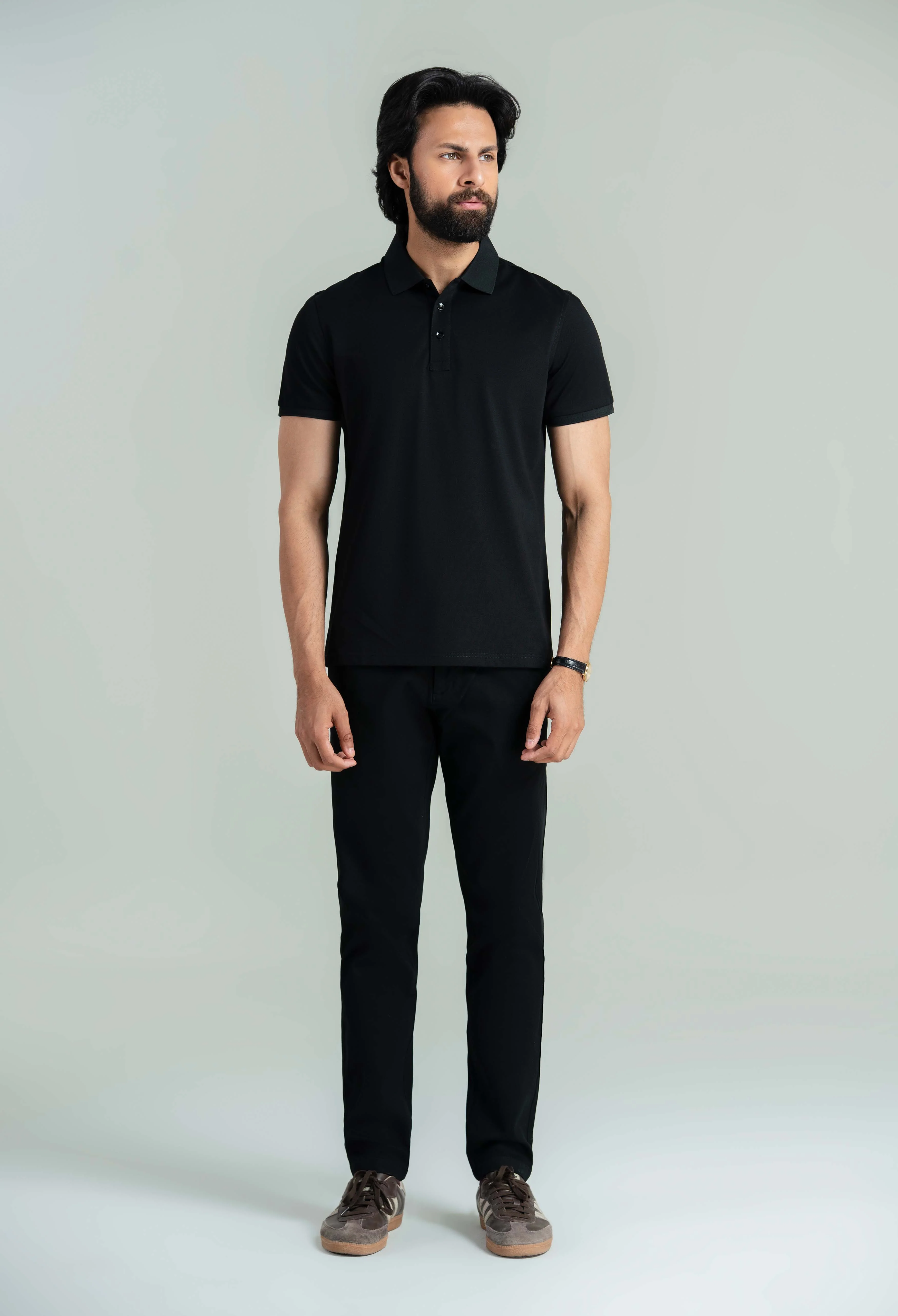 Charcoal Black Basic Polo - Image 3