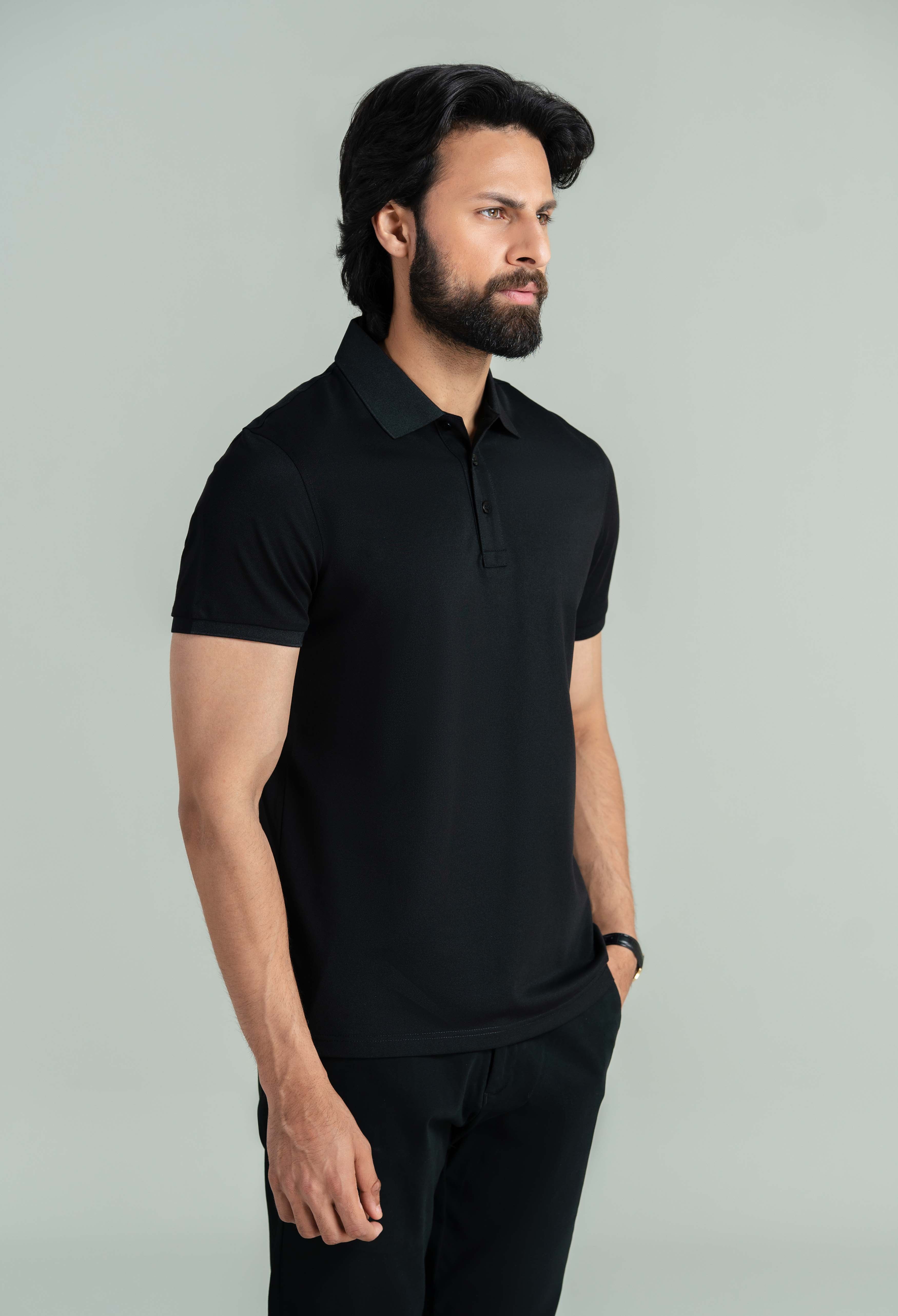 Charcoal Black Basic Polo - Image 5