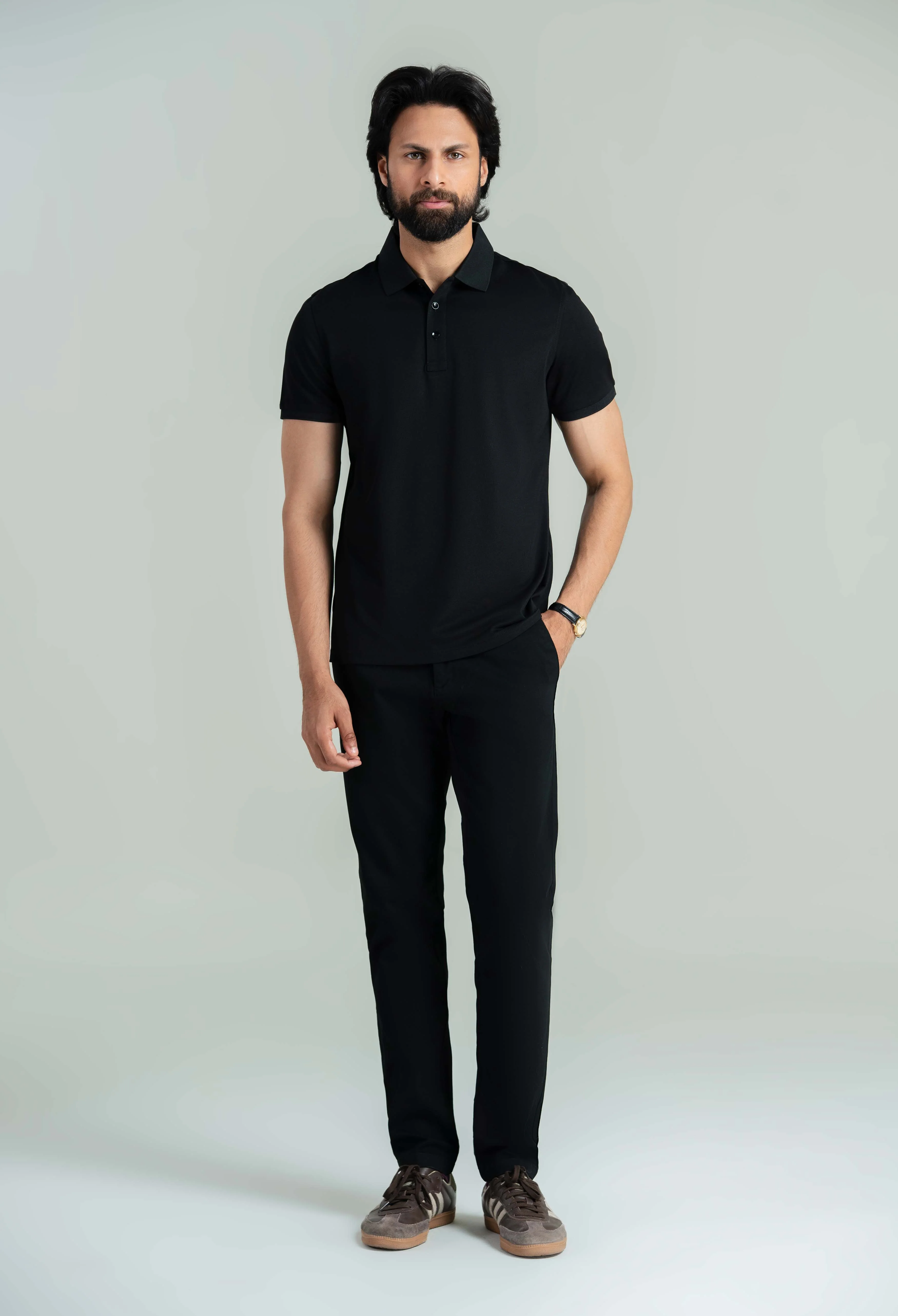 Charcoal Black Basic Polo - Image 7