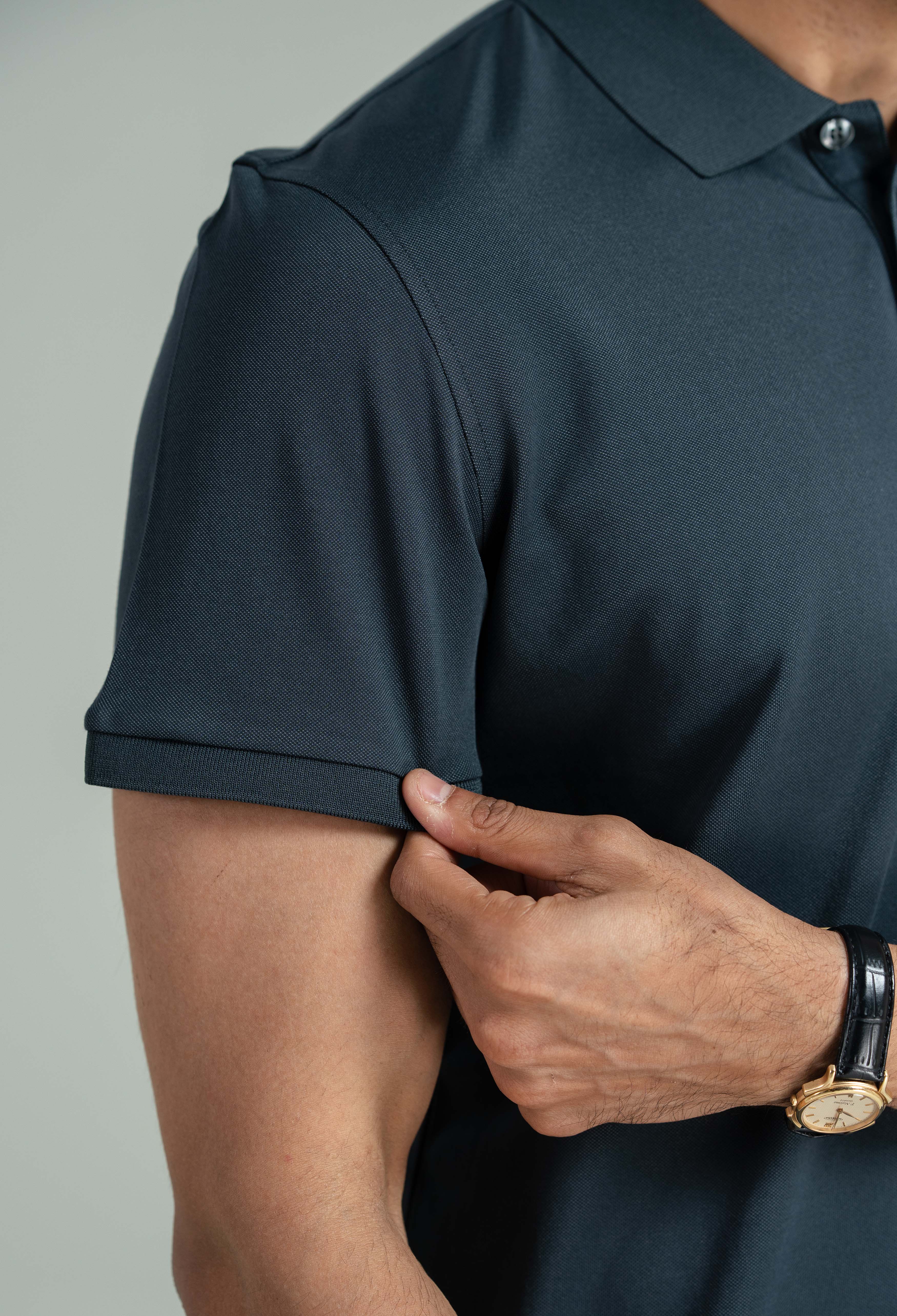 Charcoal Grey Basic Polo - Image 4