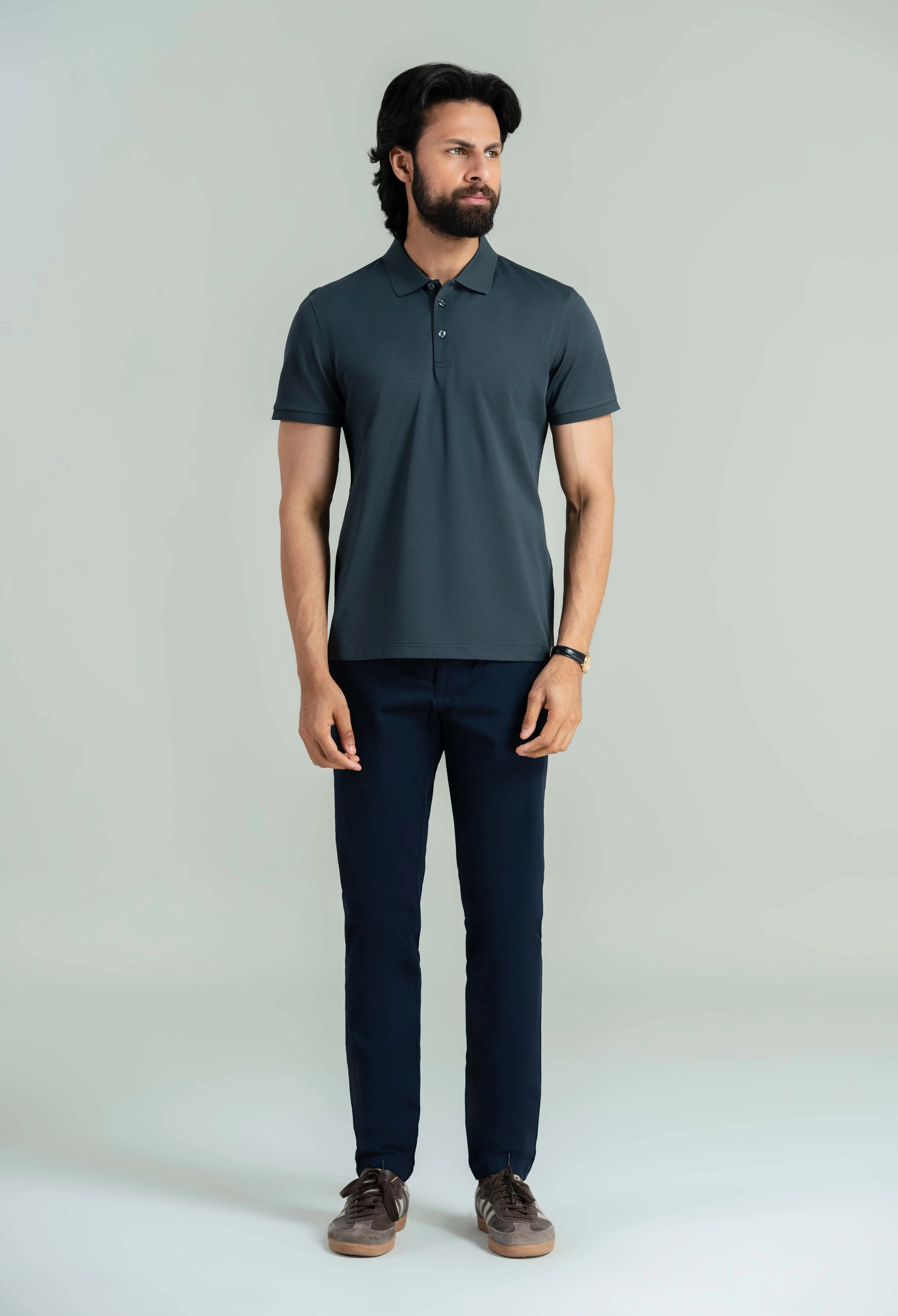 Charcoal Grey Basic Polo - Image 5