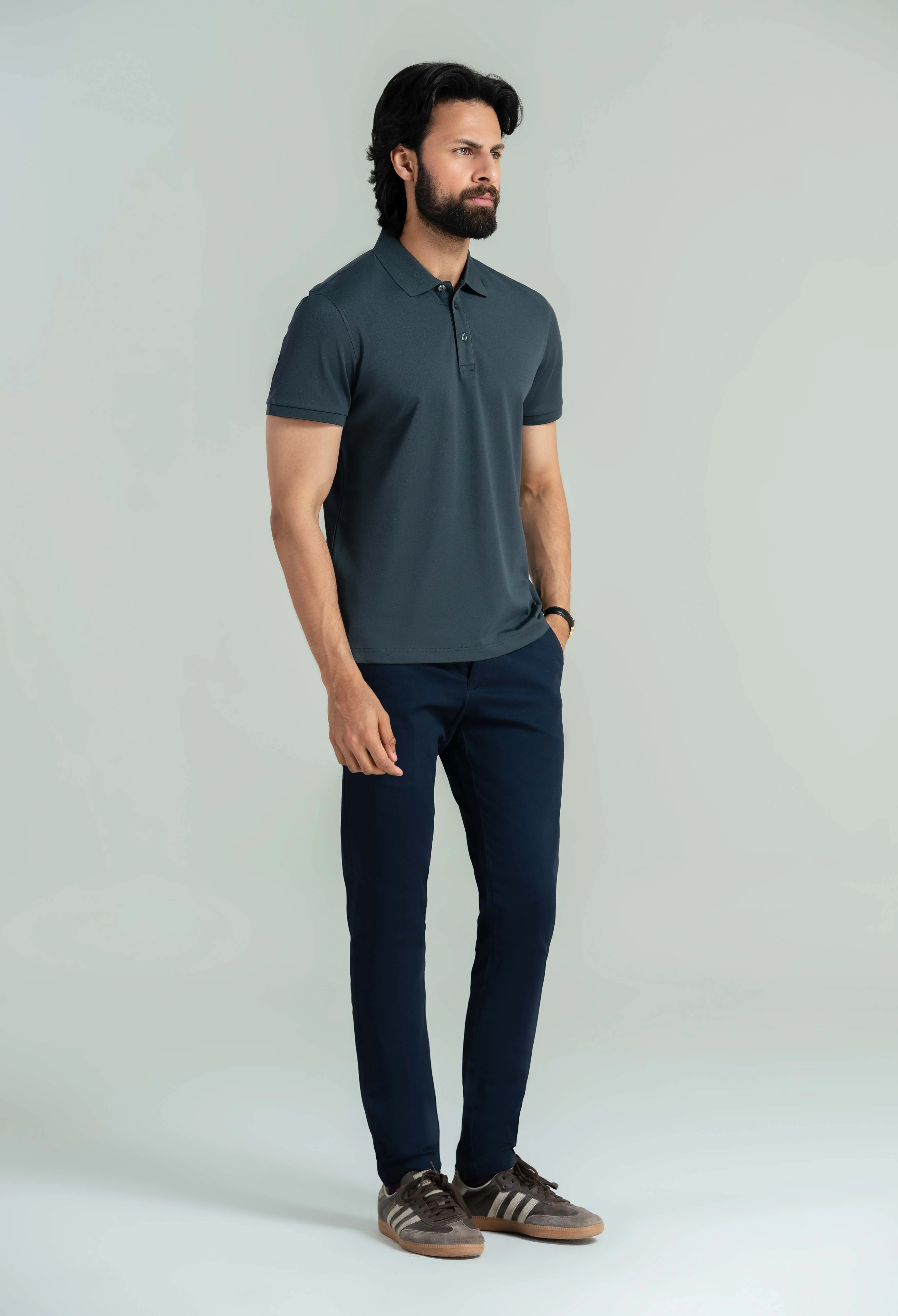 Charcoal Grey Basic Polo - Image 6
