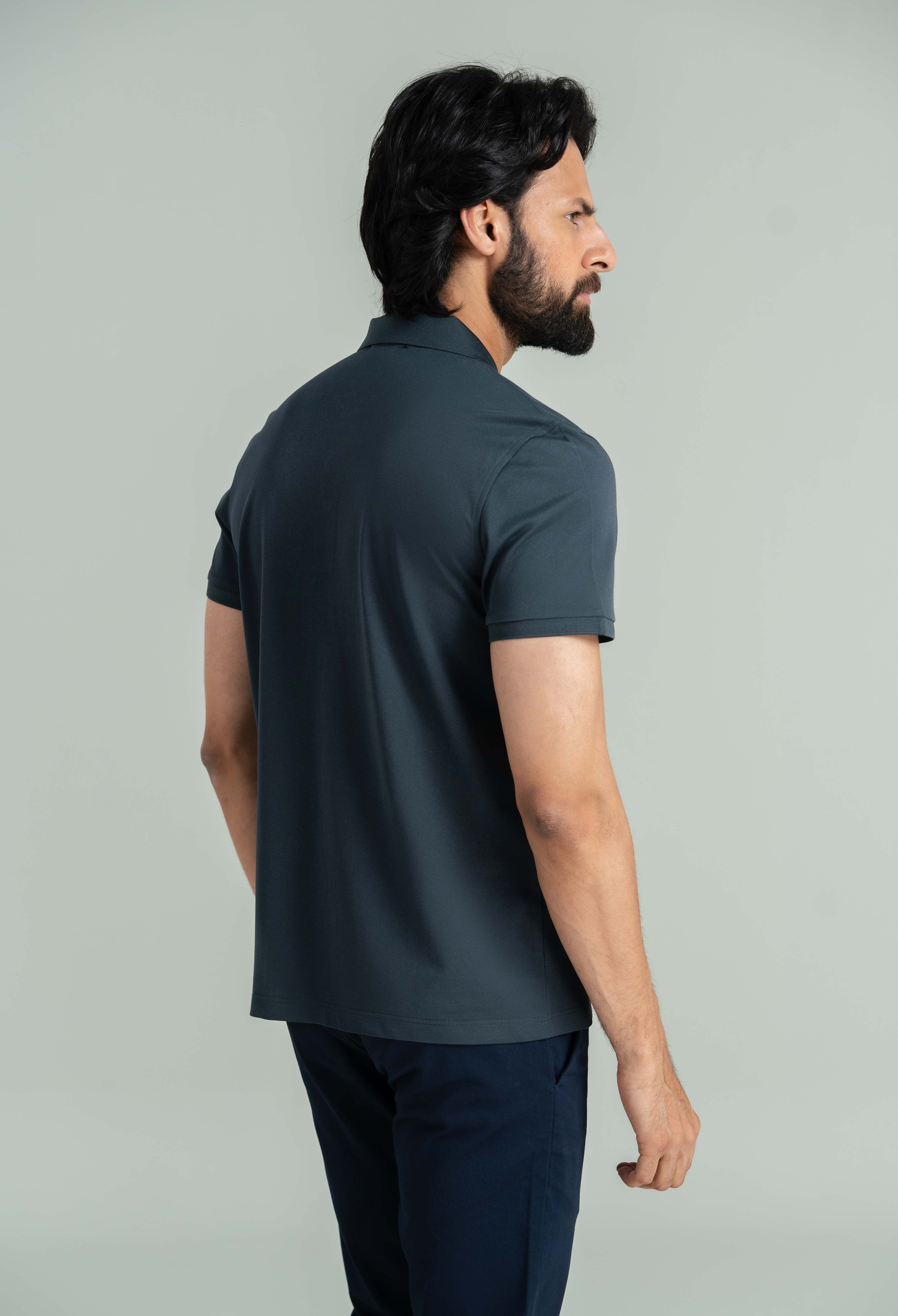 Charcoal Grey Basic Polo - Image 8
