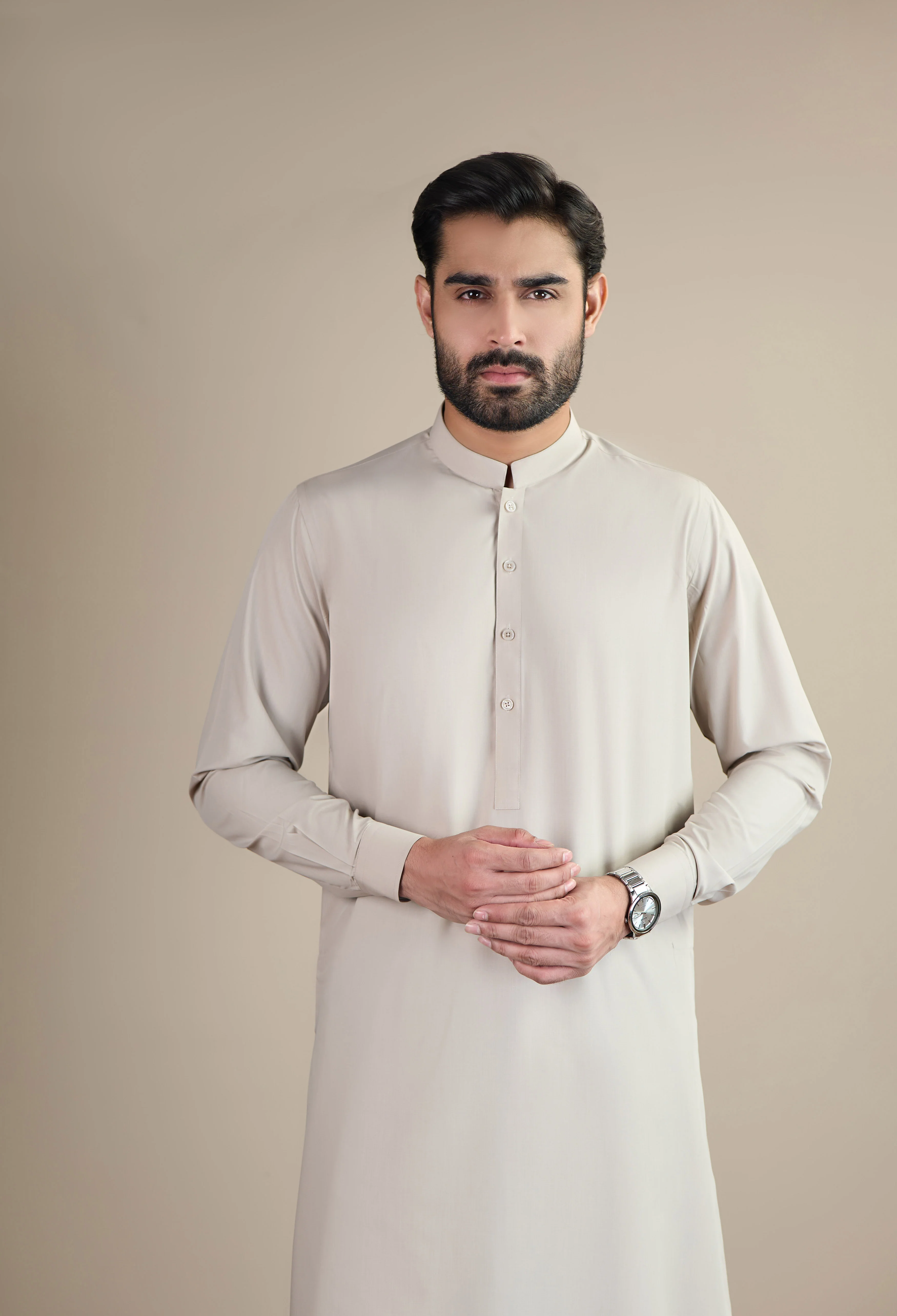 Clay Brown Blended Kameez Shalwar - Image 4
