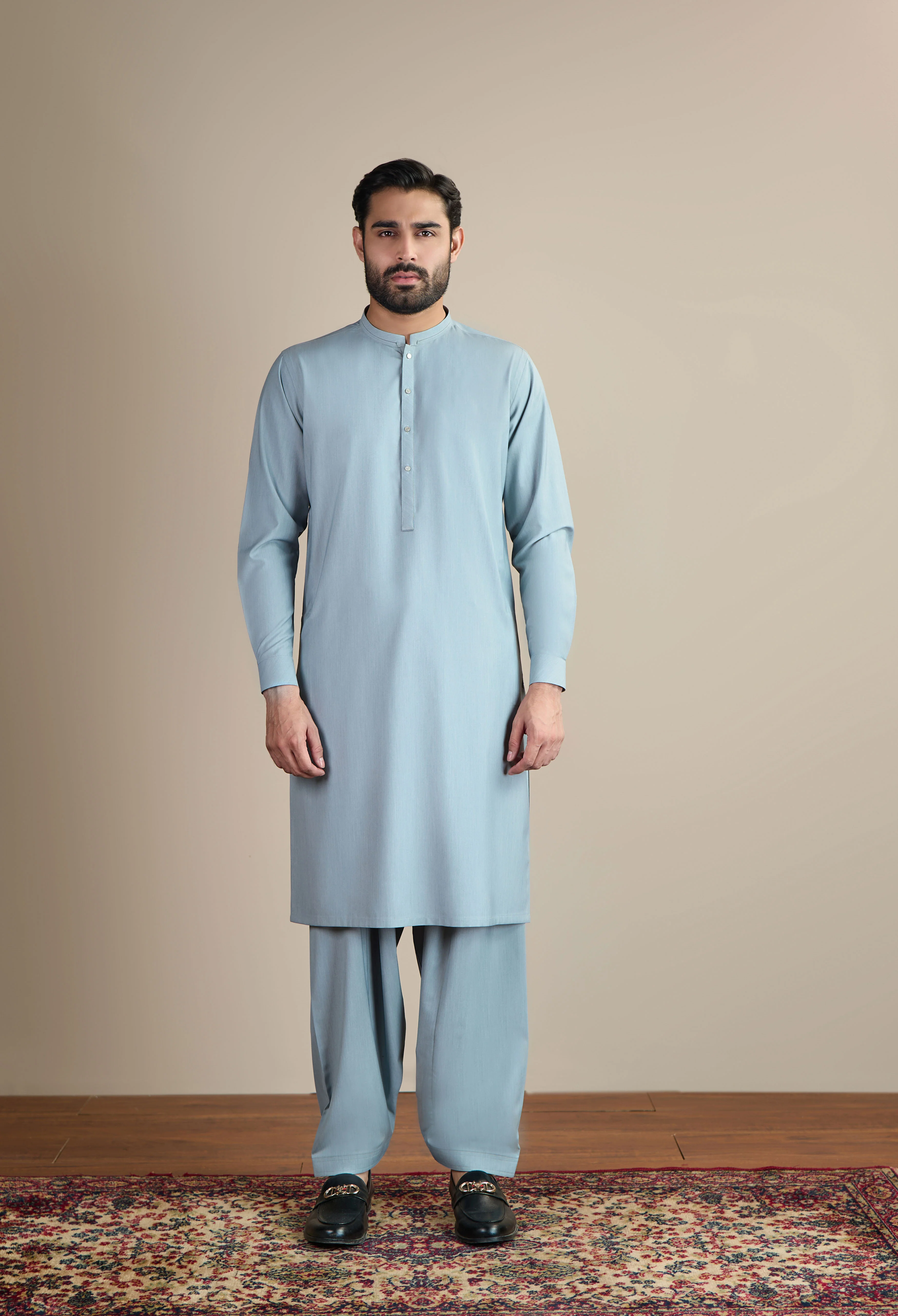 Cloud Grey Blended Kameez Shalwar - Image 2