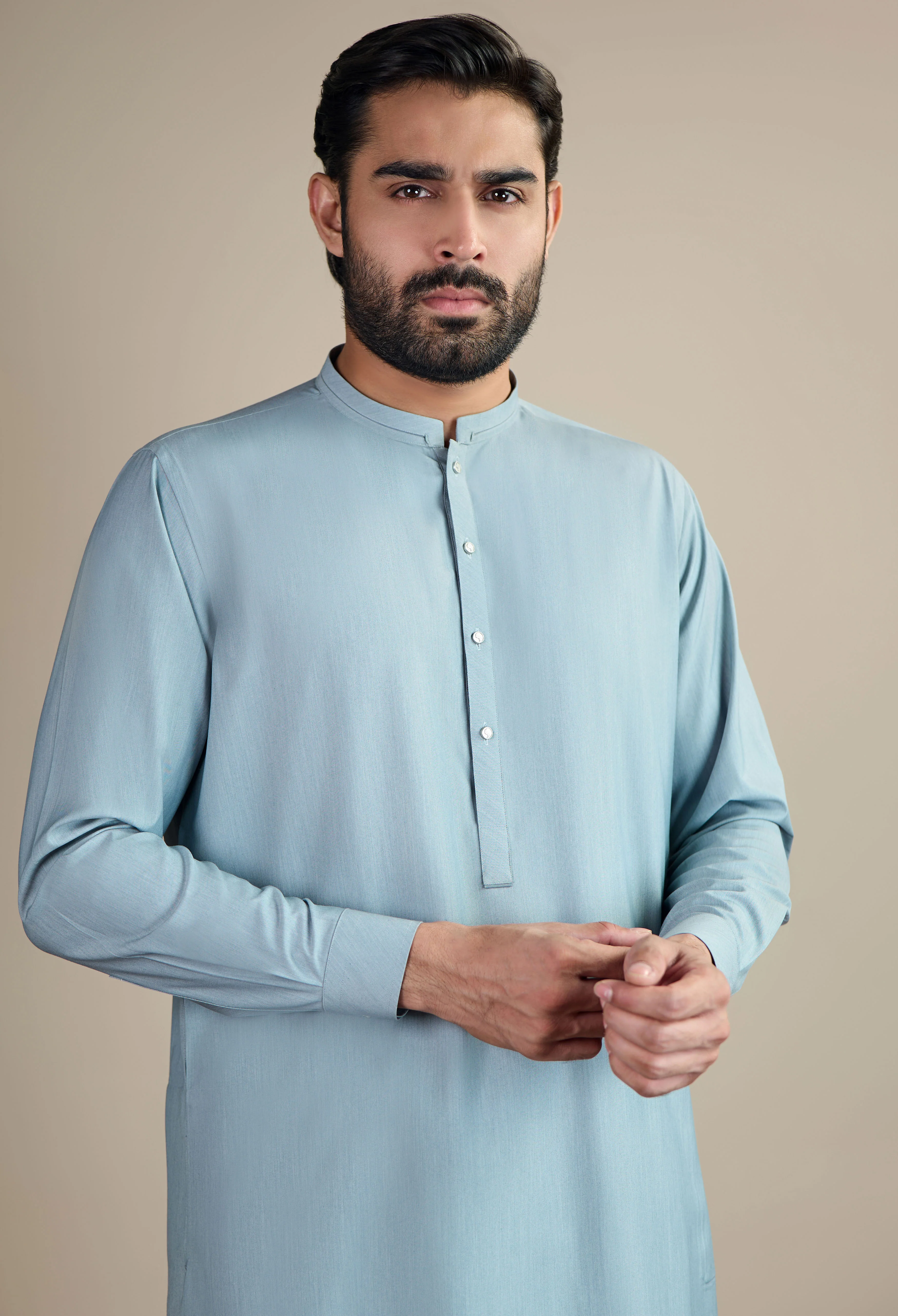 Cloud Grey Blended Kameez Shalwar - Image 4