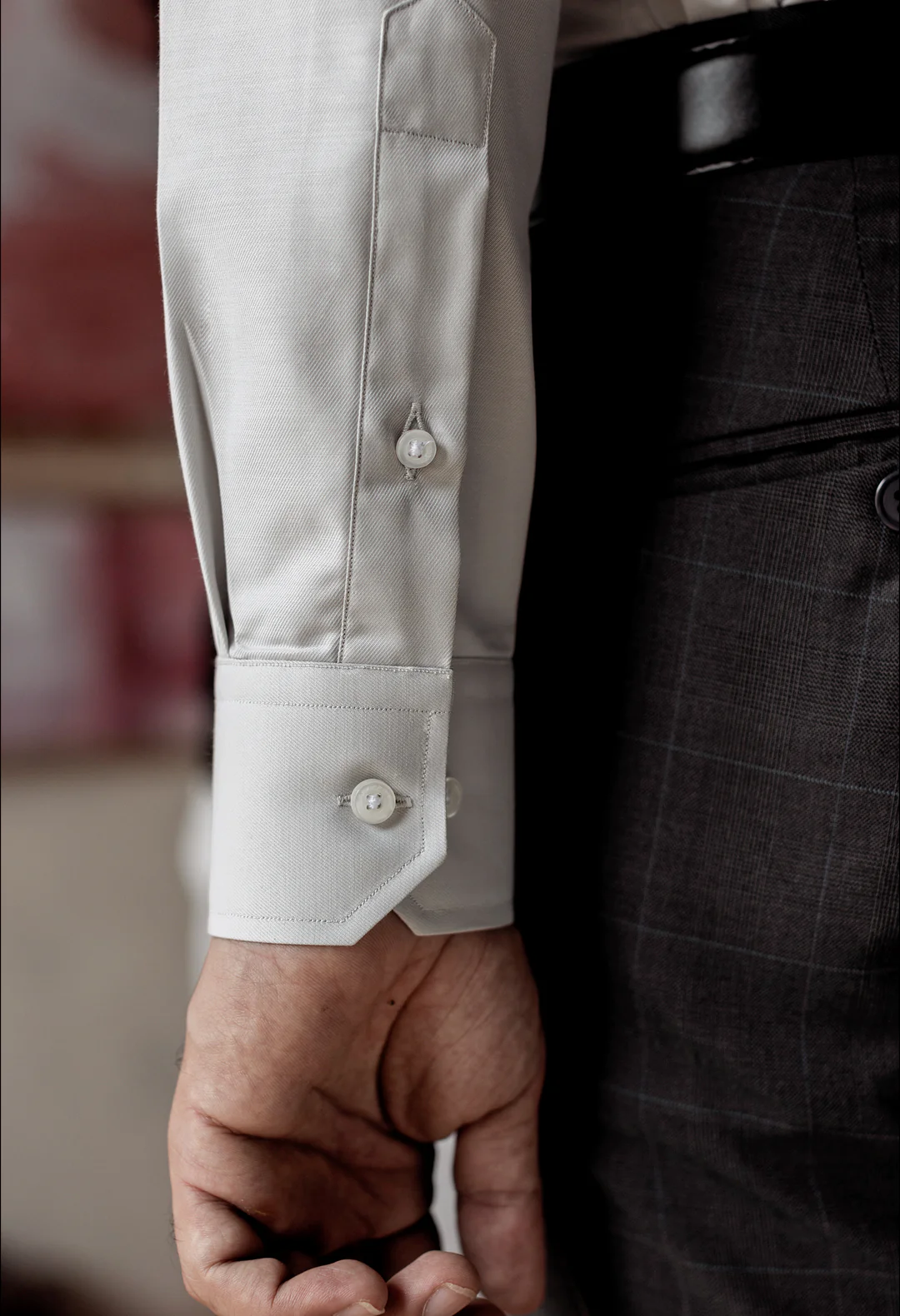 Coin Grey Plain Formal Shirt - Image 5
