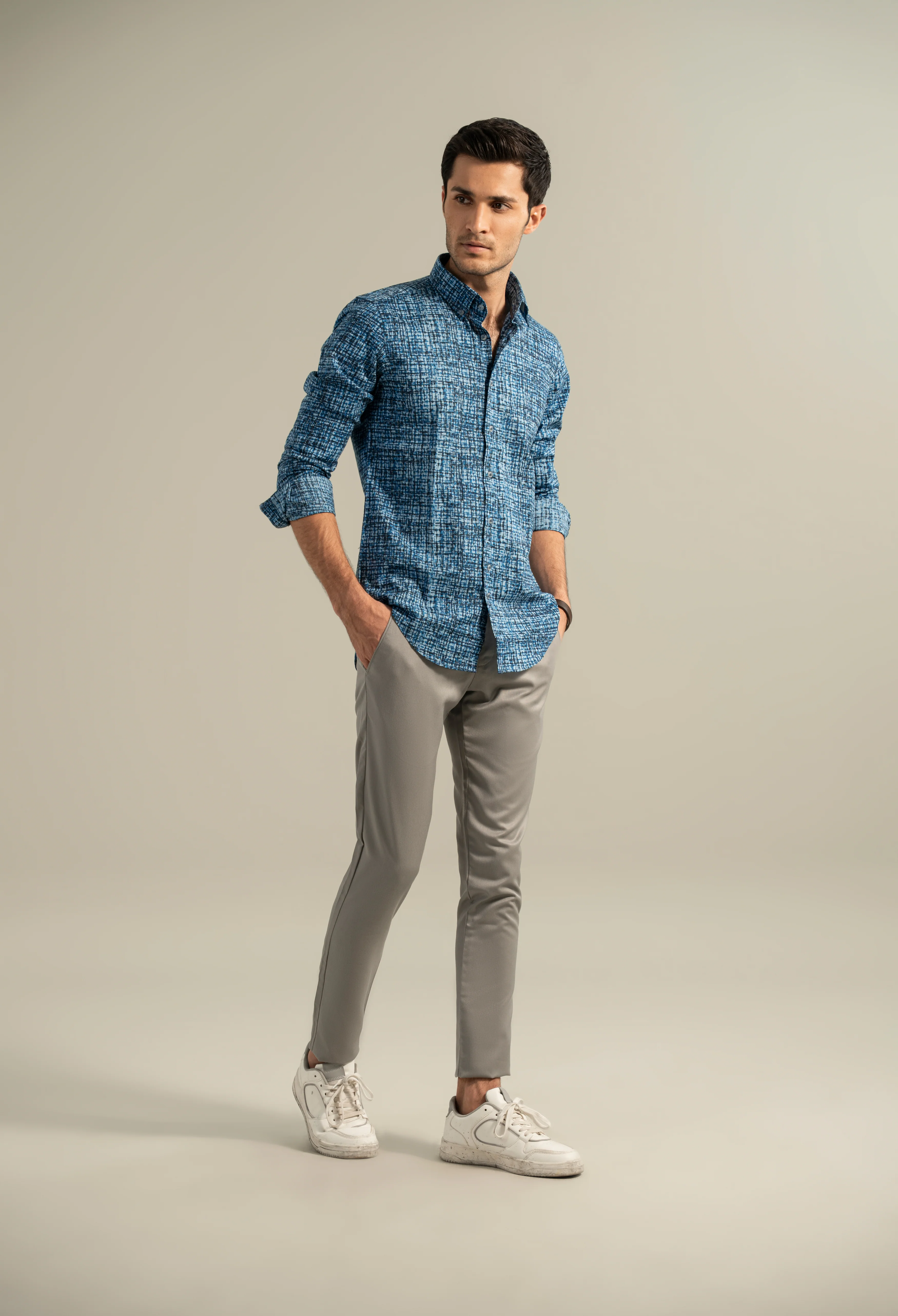 Cornflower Blue Printed Casual Shirt - Image 4