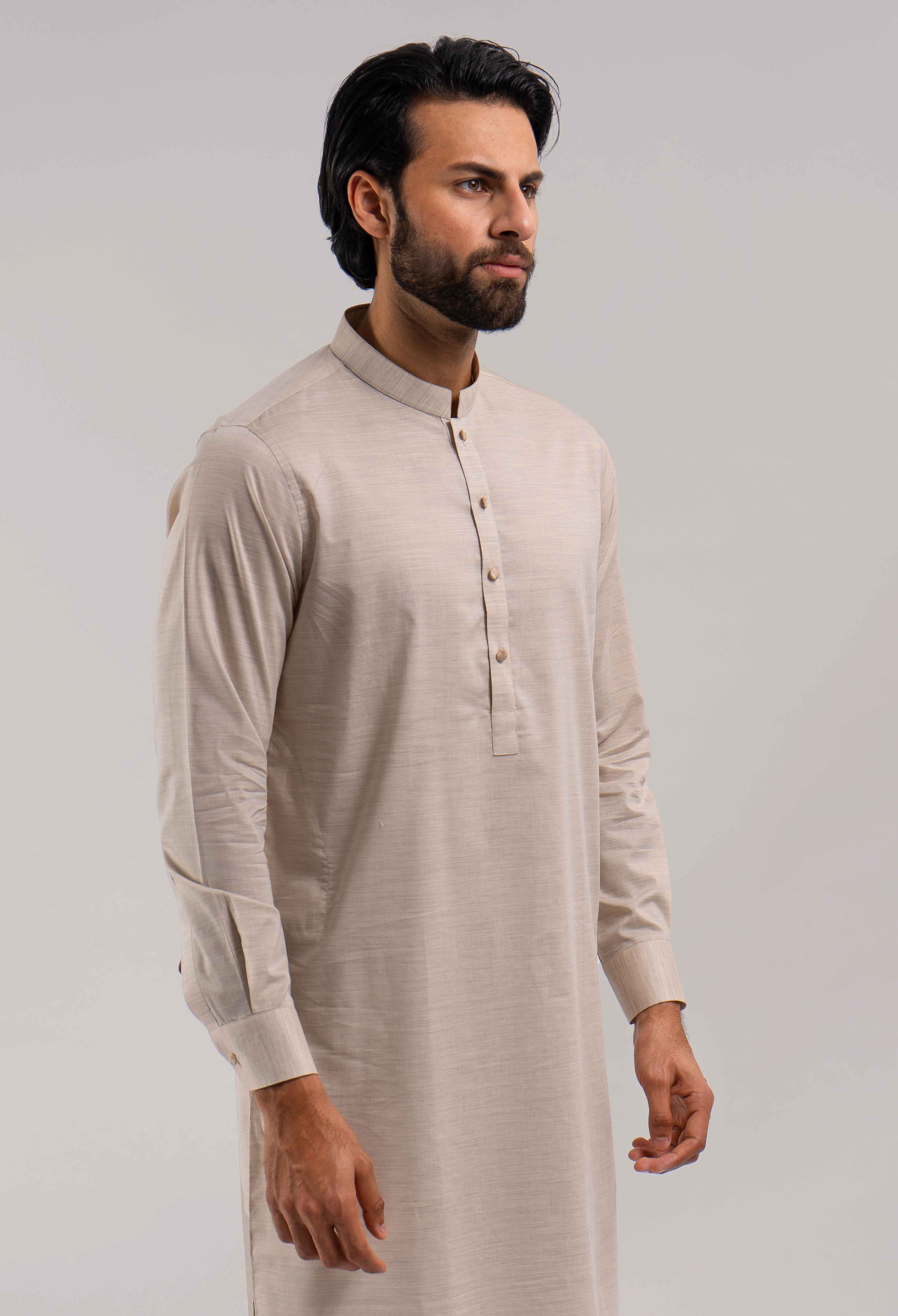 Cream White Cotton Kurta Pajama