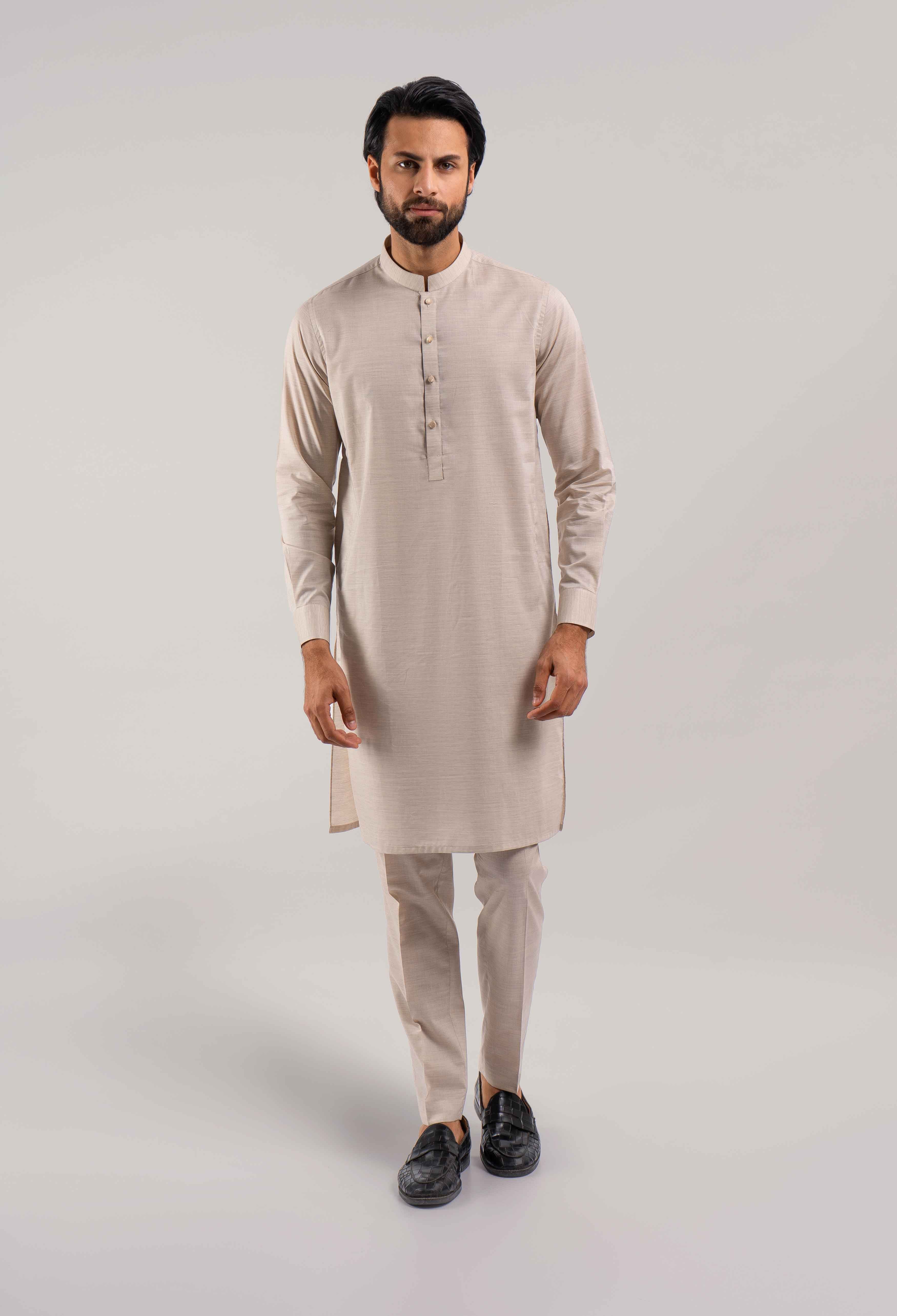 Cream White Cotton Kurta Pajama - Image 2