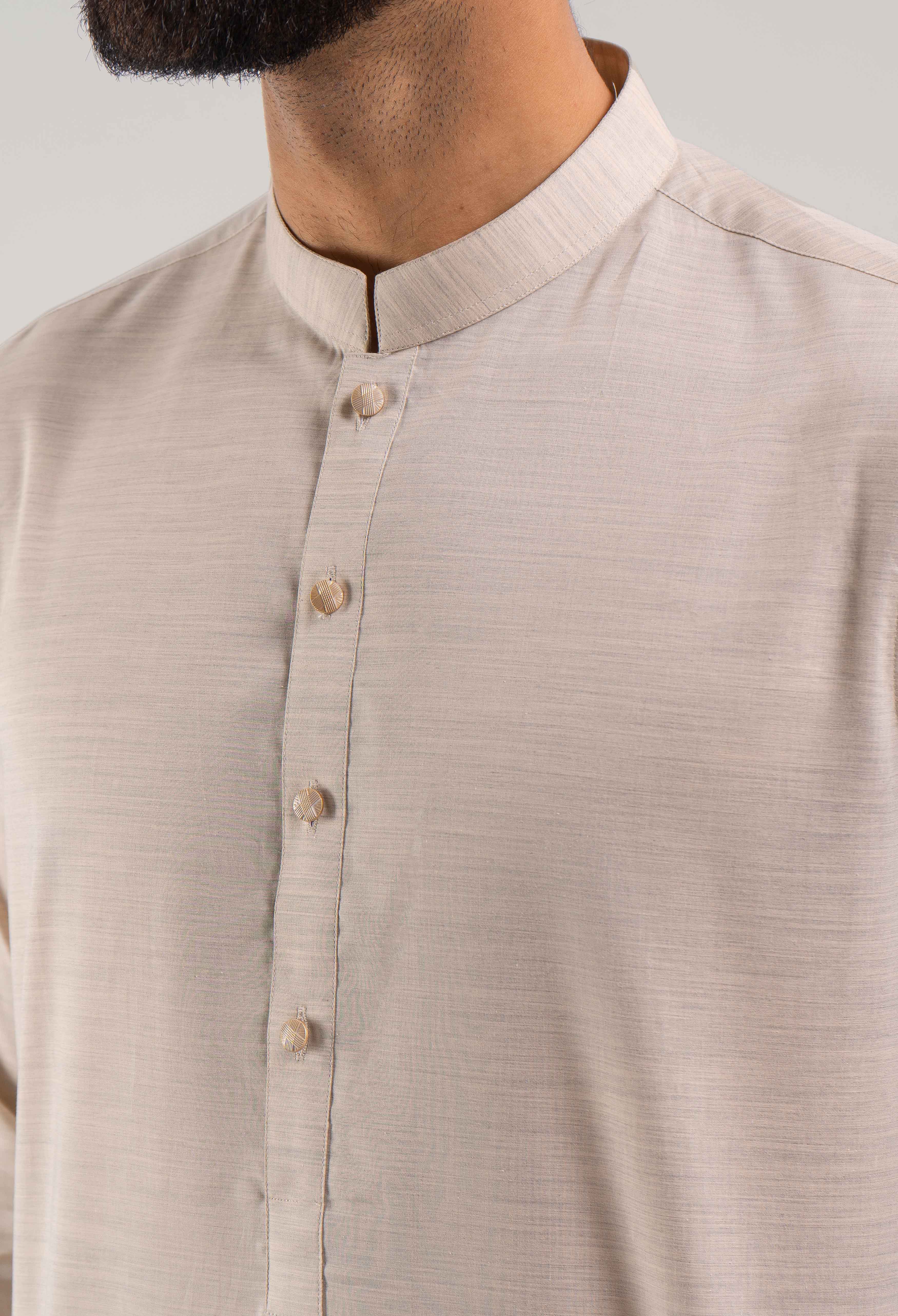 Cream White Cotton Kurta Pajama - Image 3