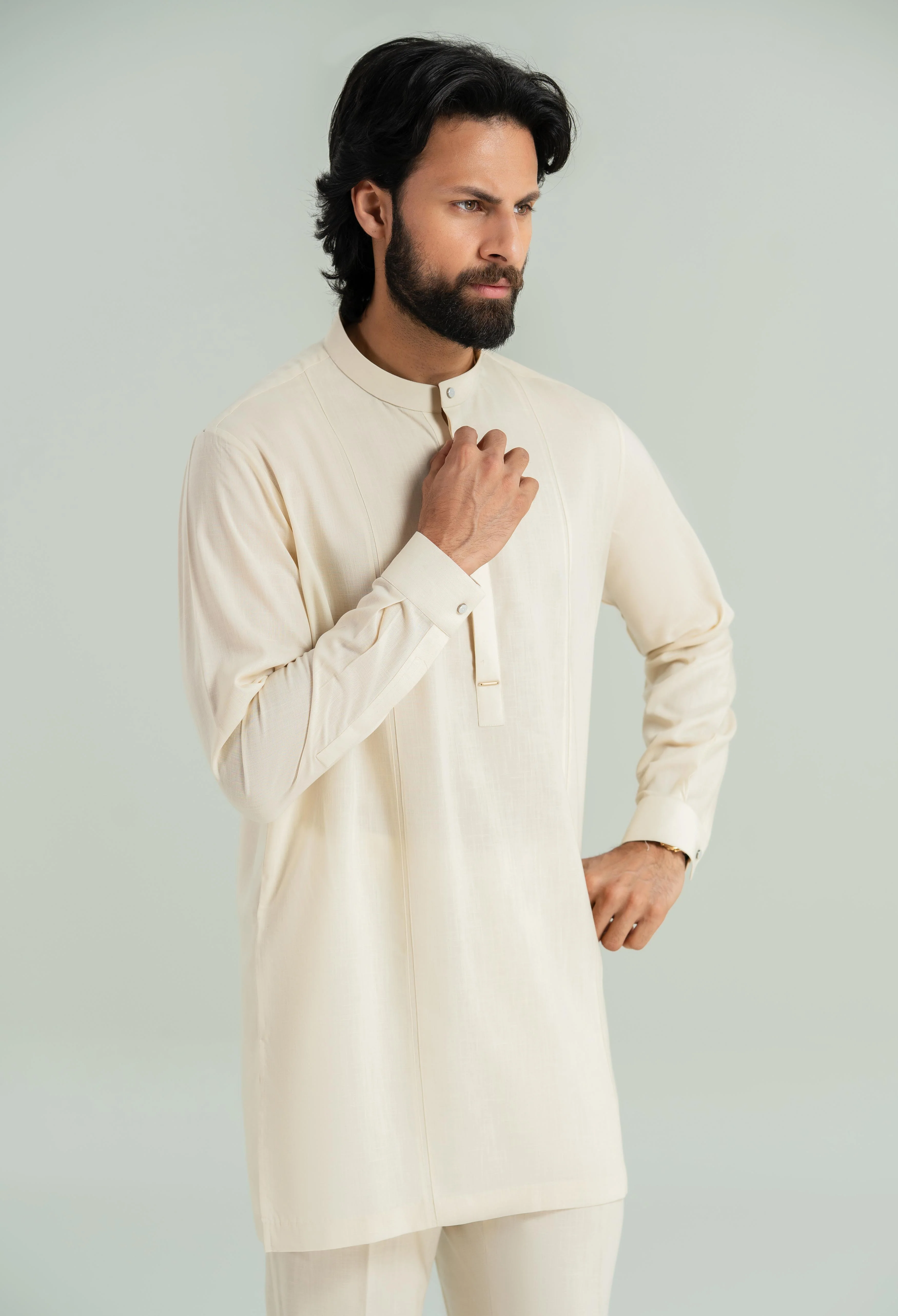 Creamy Beige Tencel Linen Cord's Set - Image 5