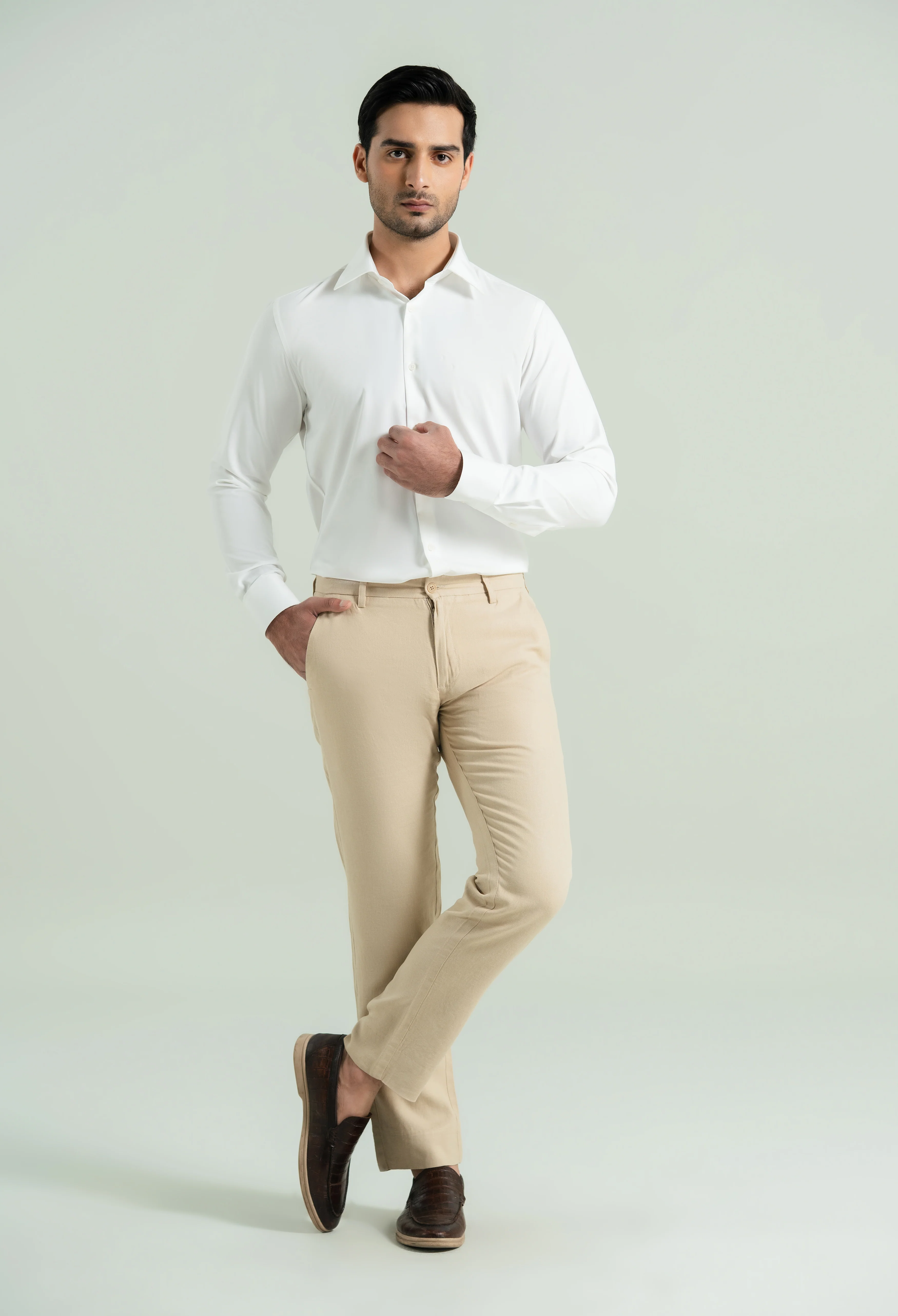 Creamy Off White Semi Formal Shirt - Image 3
