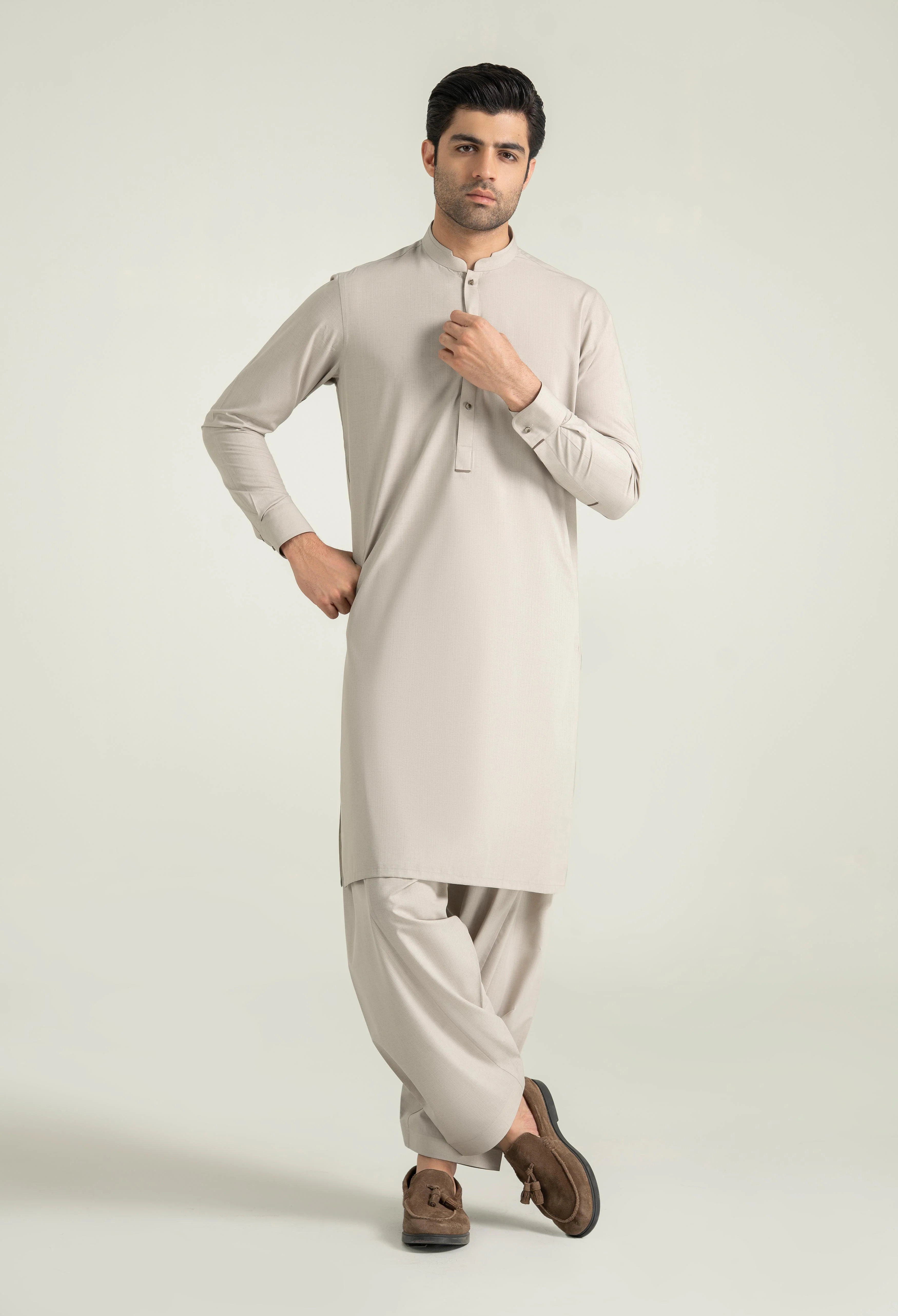 Crush Beige Blended kameez Shalwar - Image 3