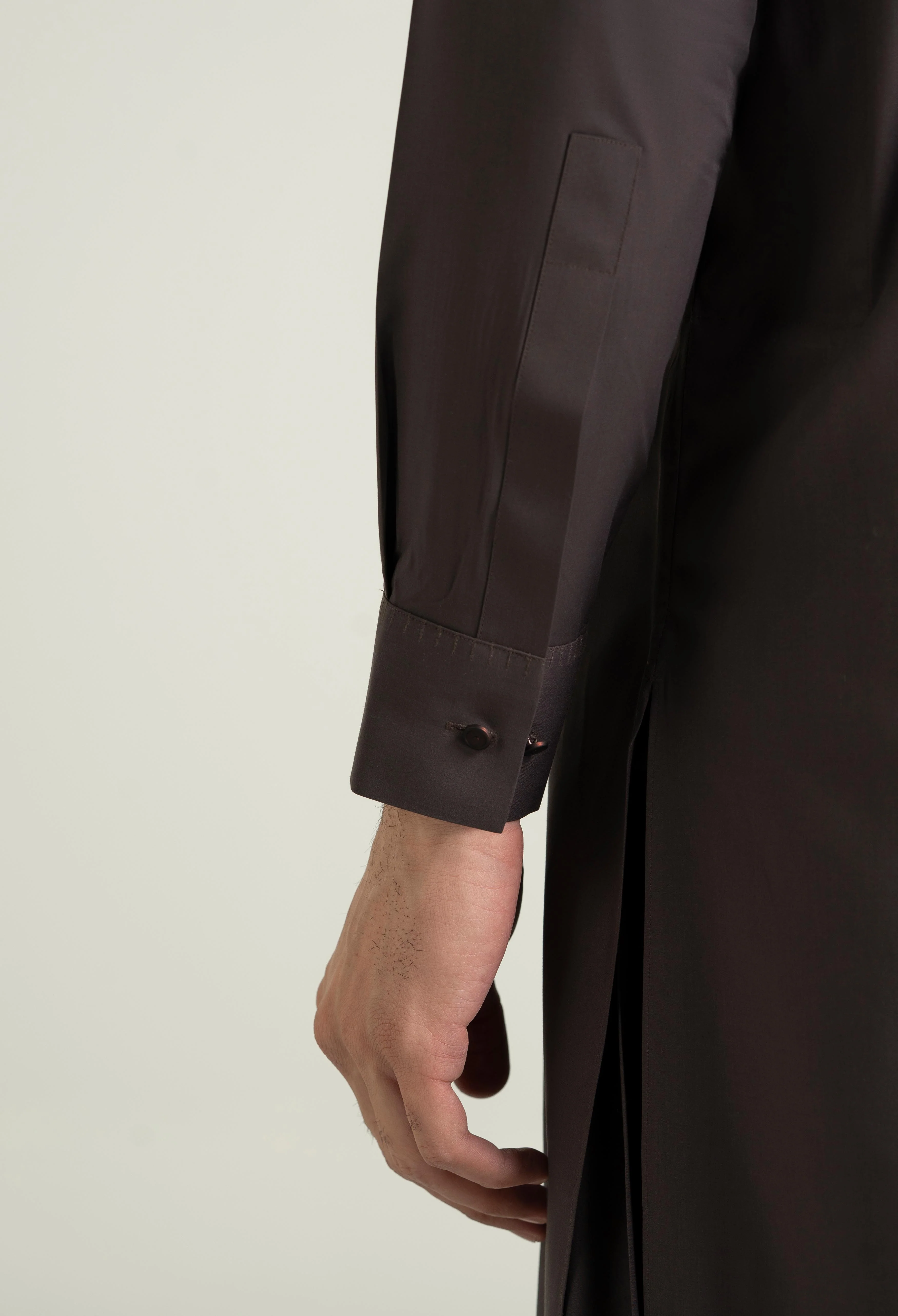 Dark Brown Blended Kameez Shalwar - Image 3