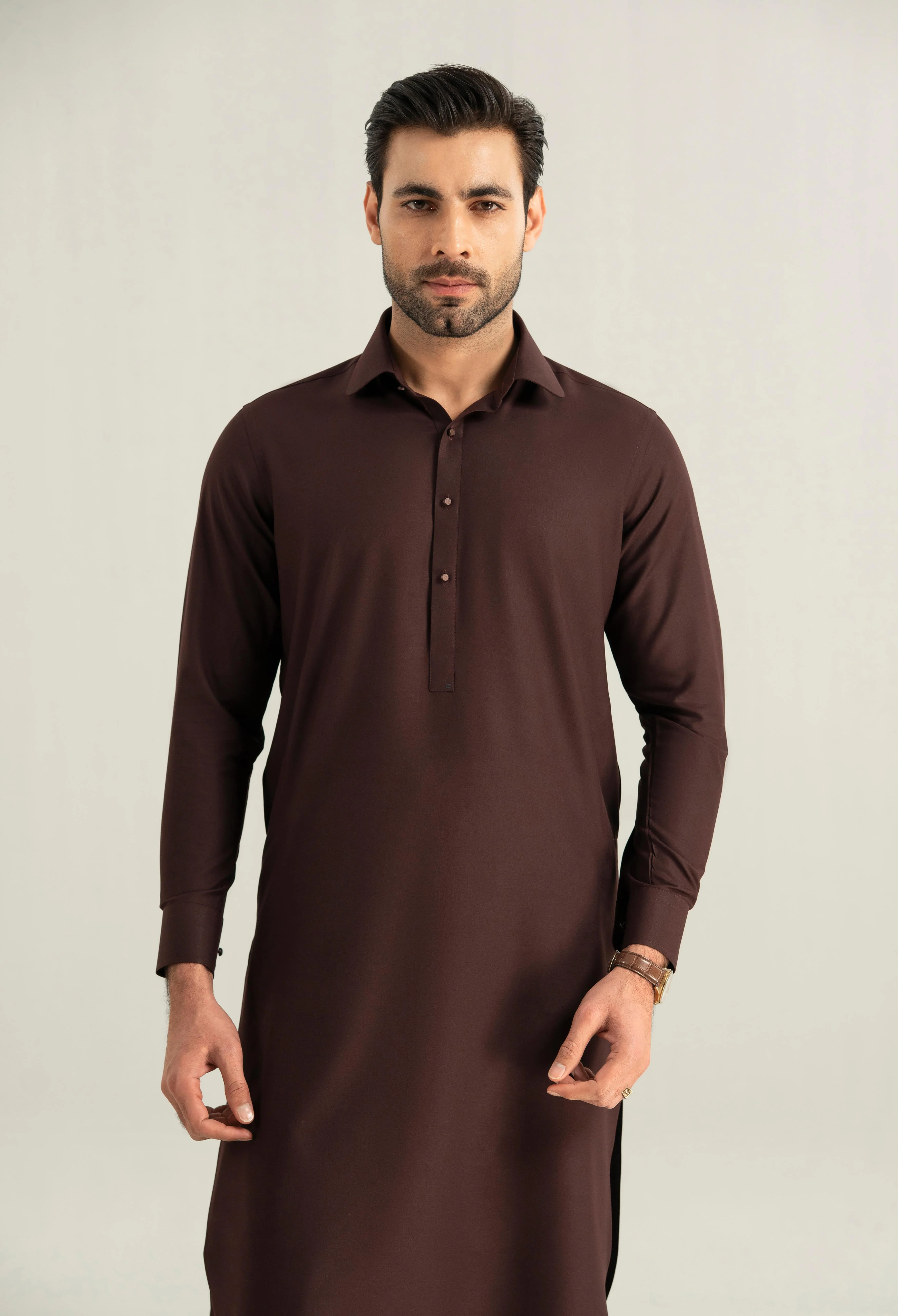 Dark Burgundy Detailing Kameez Shalwar - Image 2