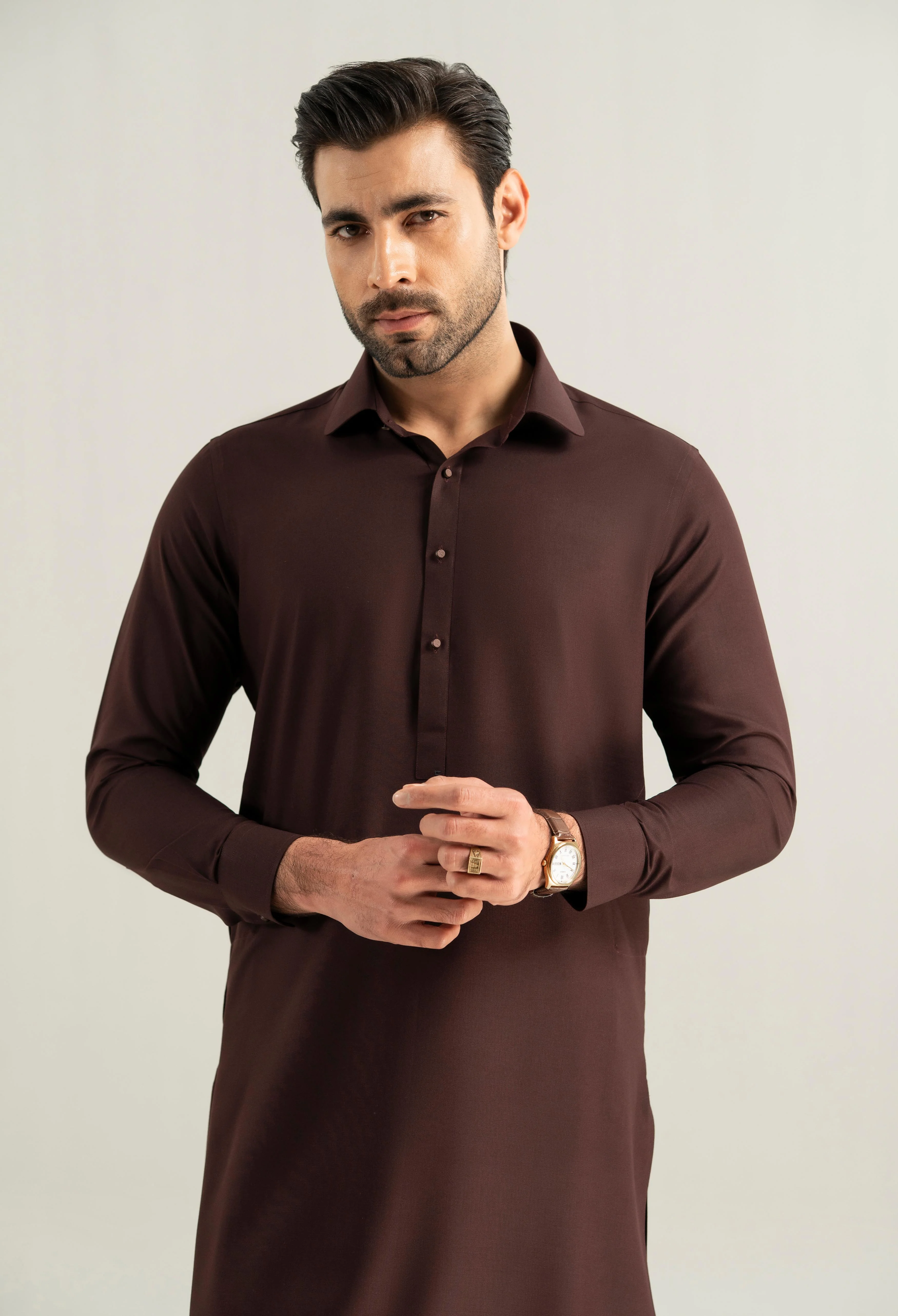 Dark Burgundy Detailing Kameez Shalwar - Image 7